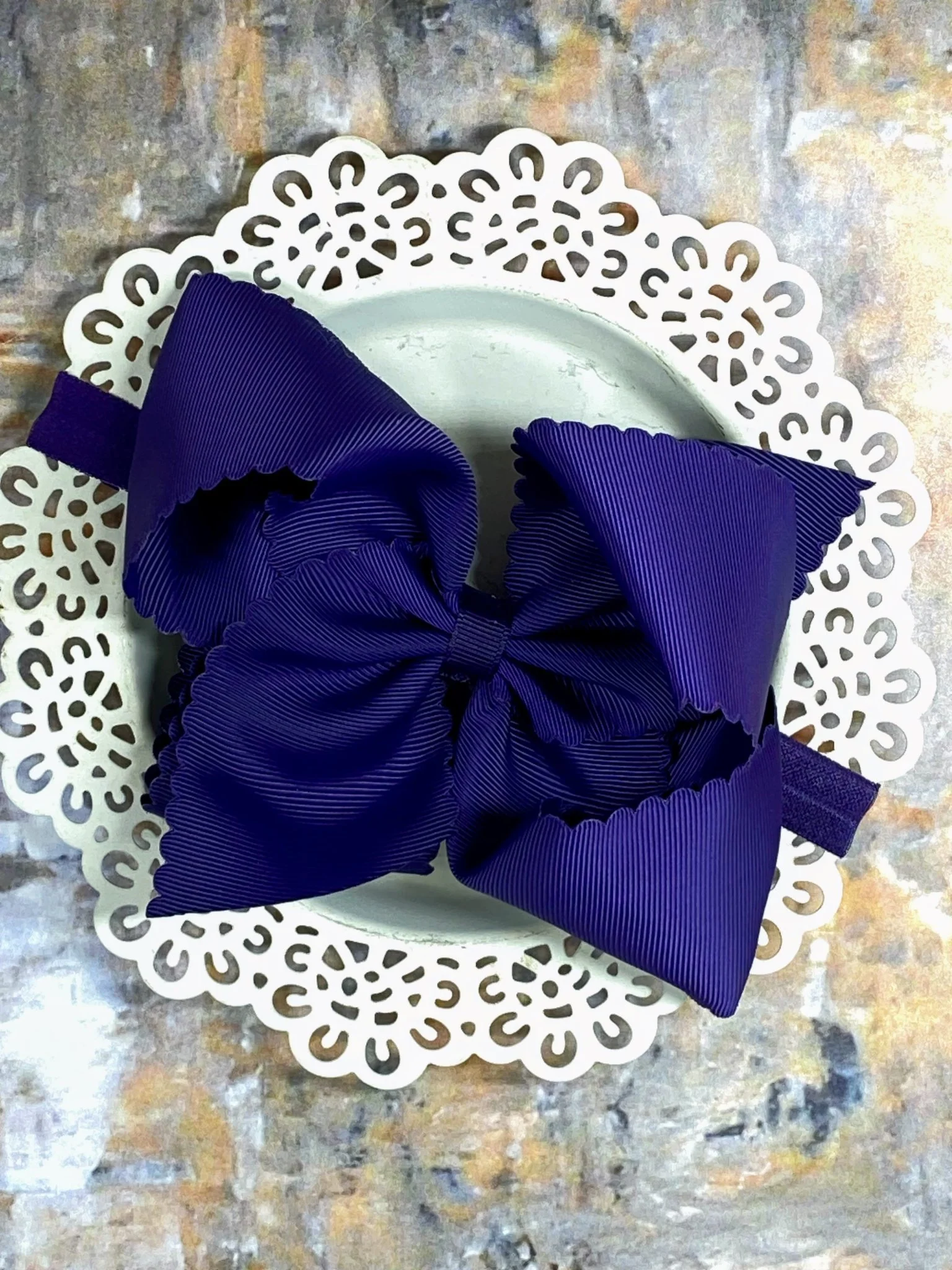 5.5" Oversize Scalloped Hair Bow | Clip or Headband - Image 66
