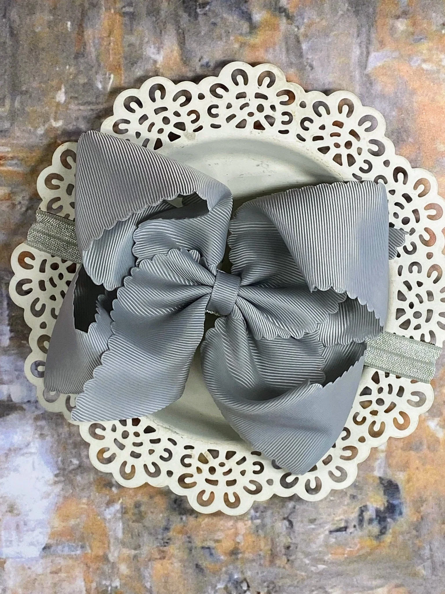 5.5" Oversize Scalloped Hair Bow | Clip or Headband - Image 67
