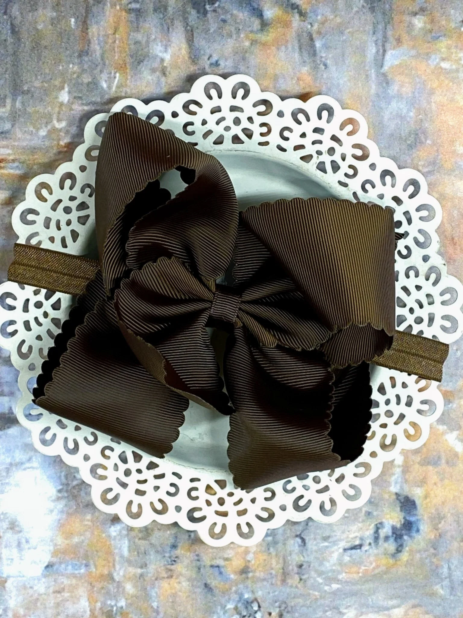 5.5" Oversize Scalloped Hair Bow | Clip or Headband - Image 69