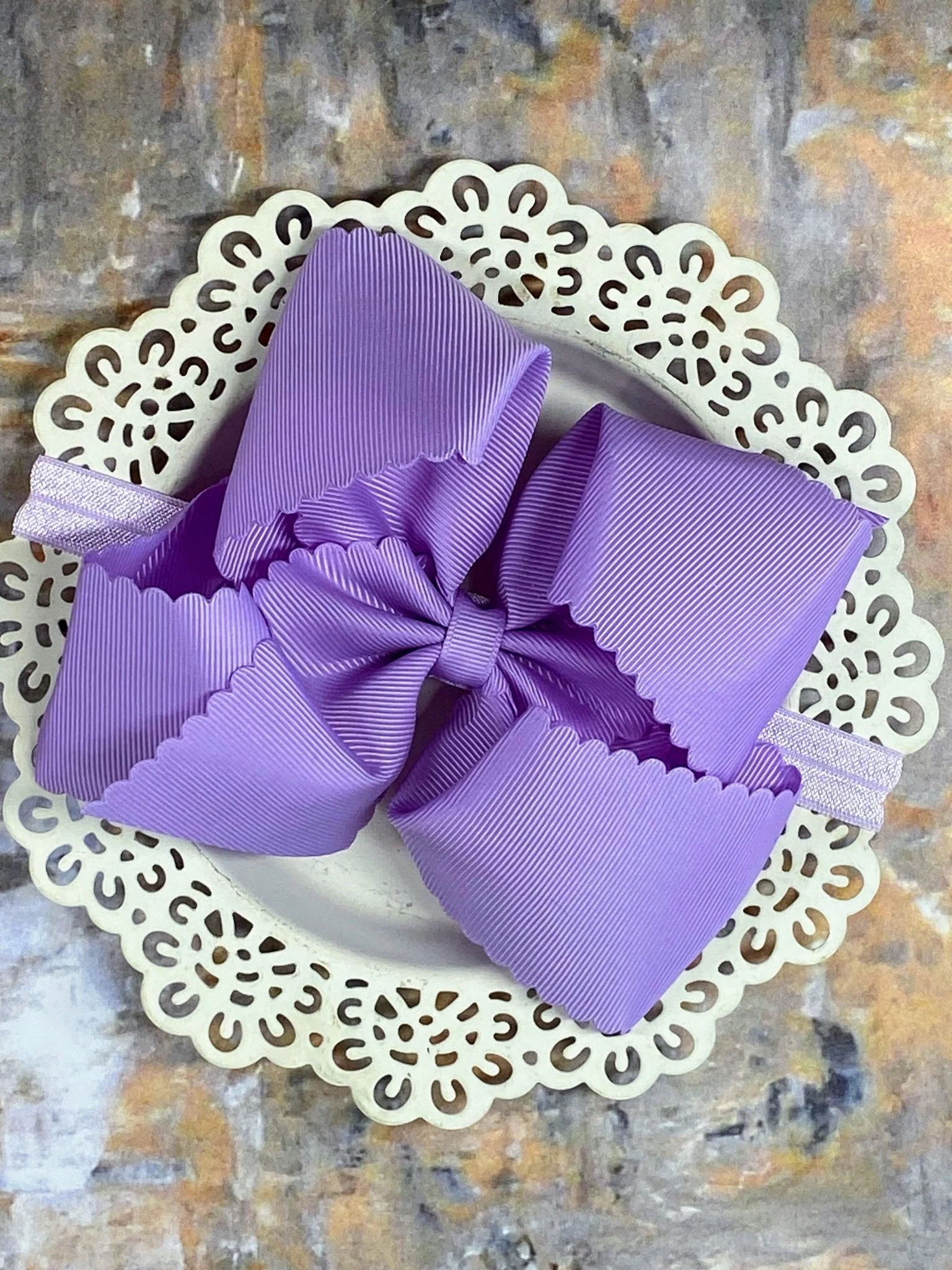 5.5" Oversize Scalloped Hair Bow | Clip or Headband - Image 70