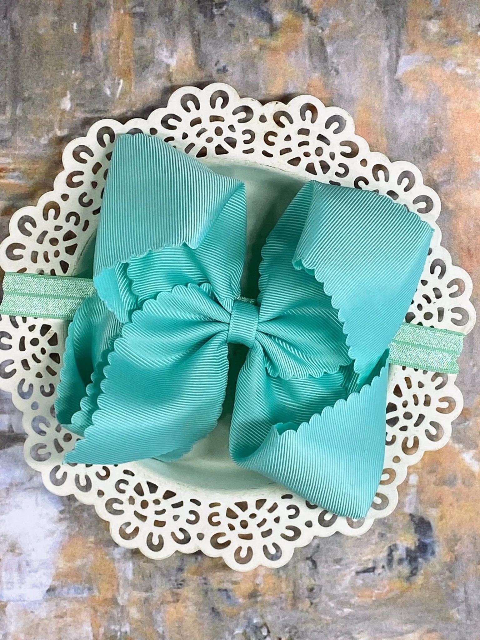 5.5" Oversize Scalloped Hair Bow | Clip or Headband - Image 73