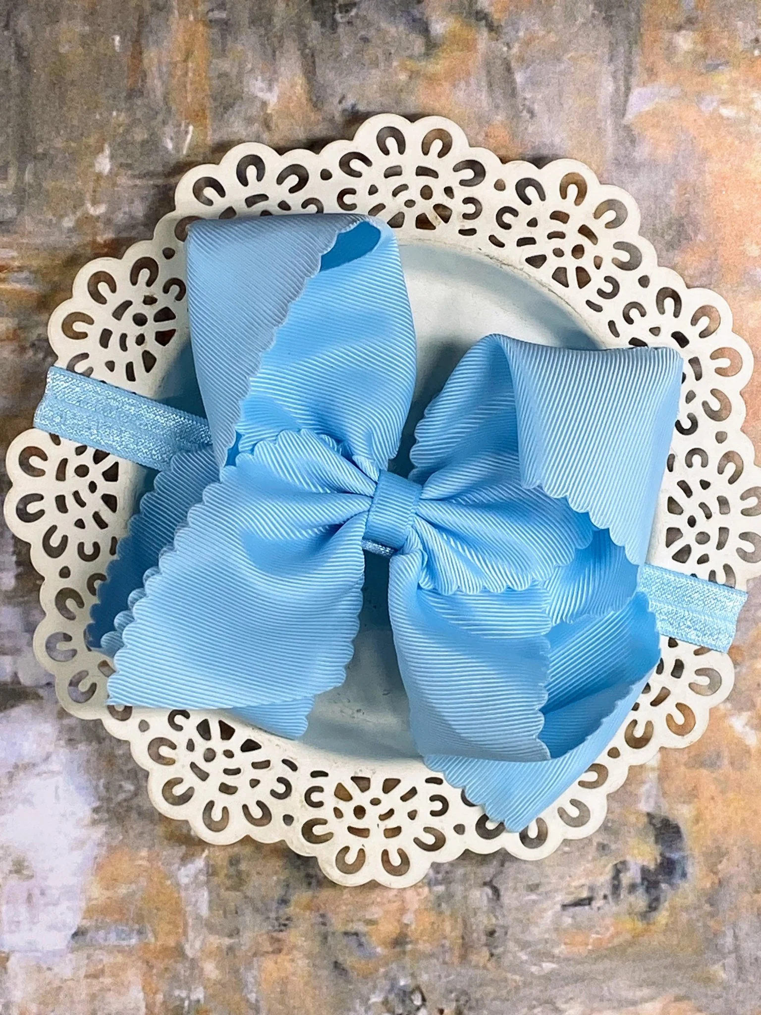 5.5" Oversize Scalloped Hair Bow | Clip or Headband - Image 74