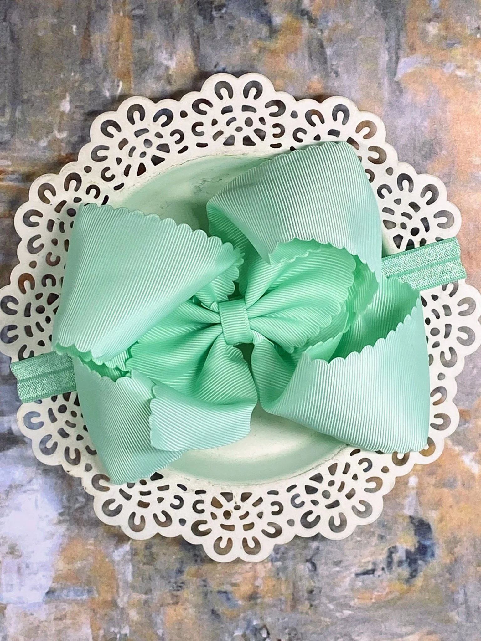 5.5" Oversize Scalloped Hair Bow | Clip or Headband - Image 76