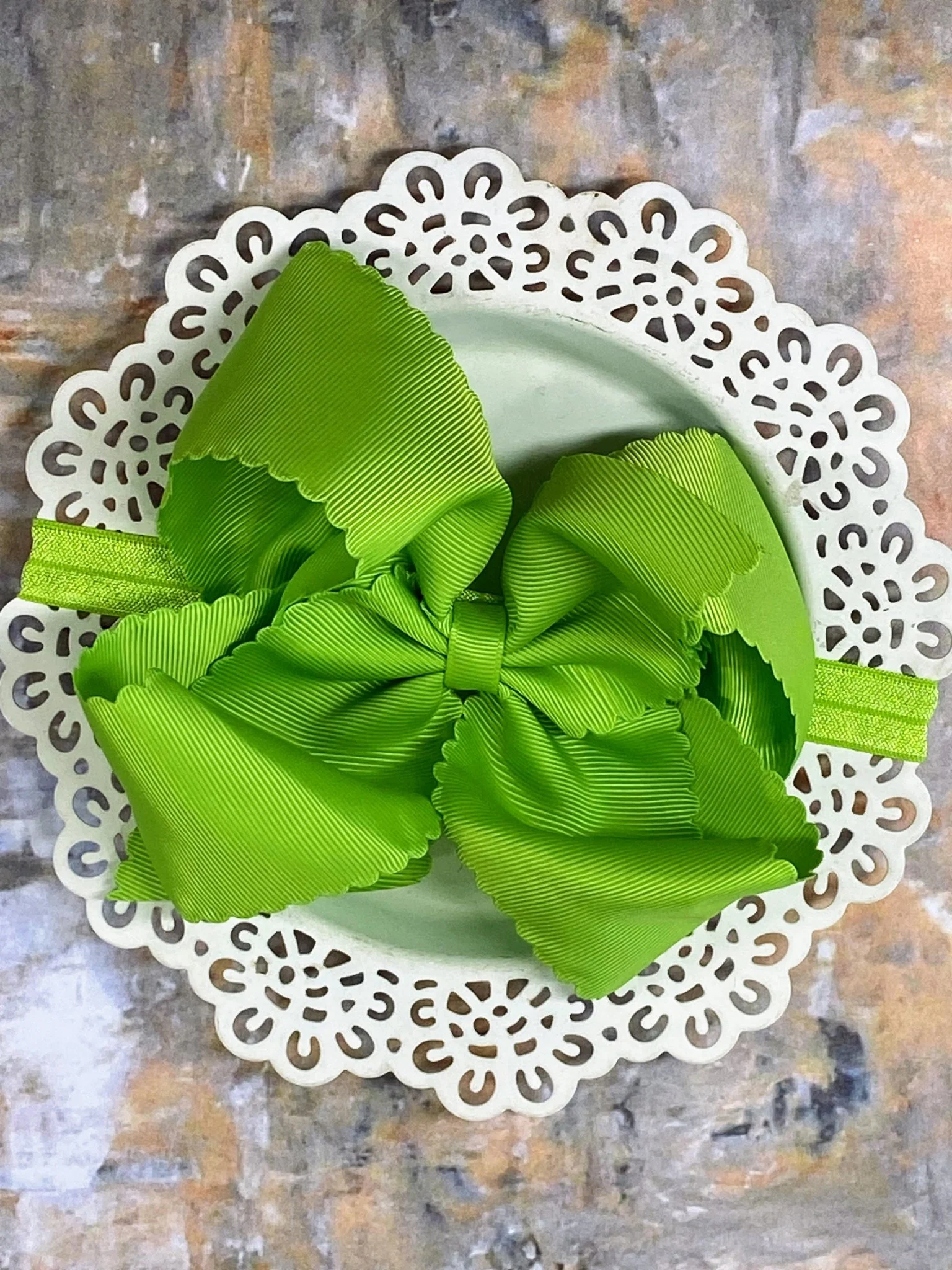 5.5" Oversize Scalloped Hair Bow | Clip or Headband - Image 77