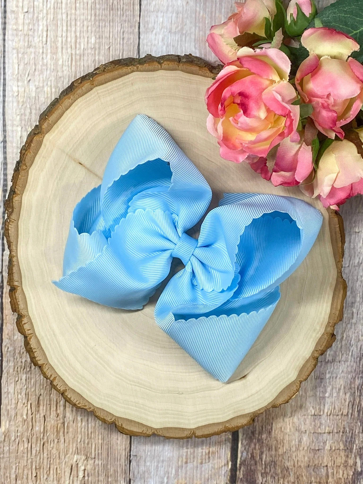 5.5" Oversize Scalloped Hair Bow | Clip or Headband - Image 8