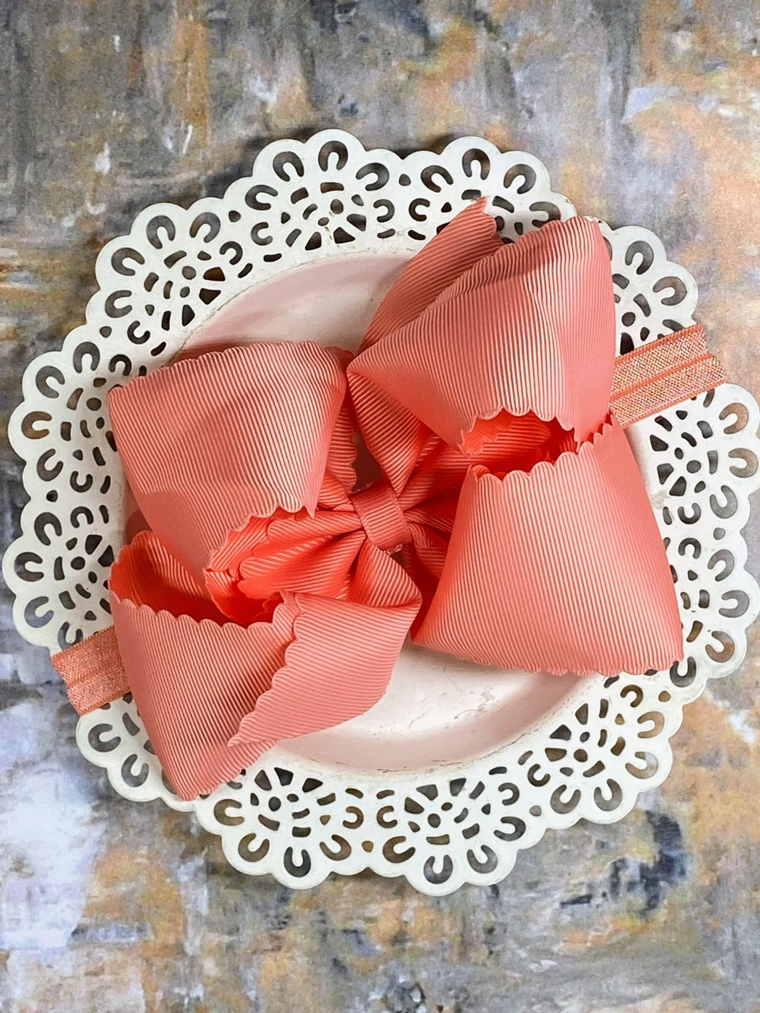 5.5" Oversize Scalloped Hair Bow | Clip or Headband - Image 80