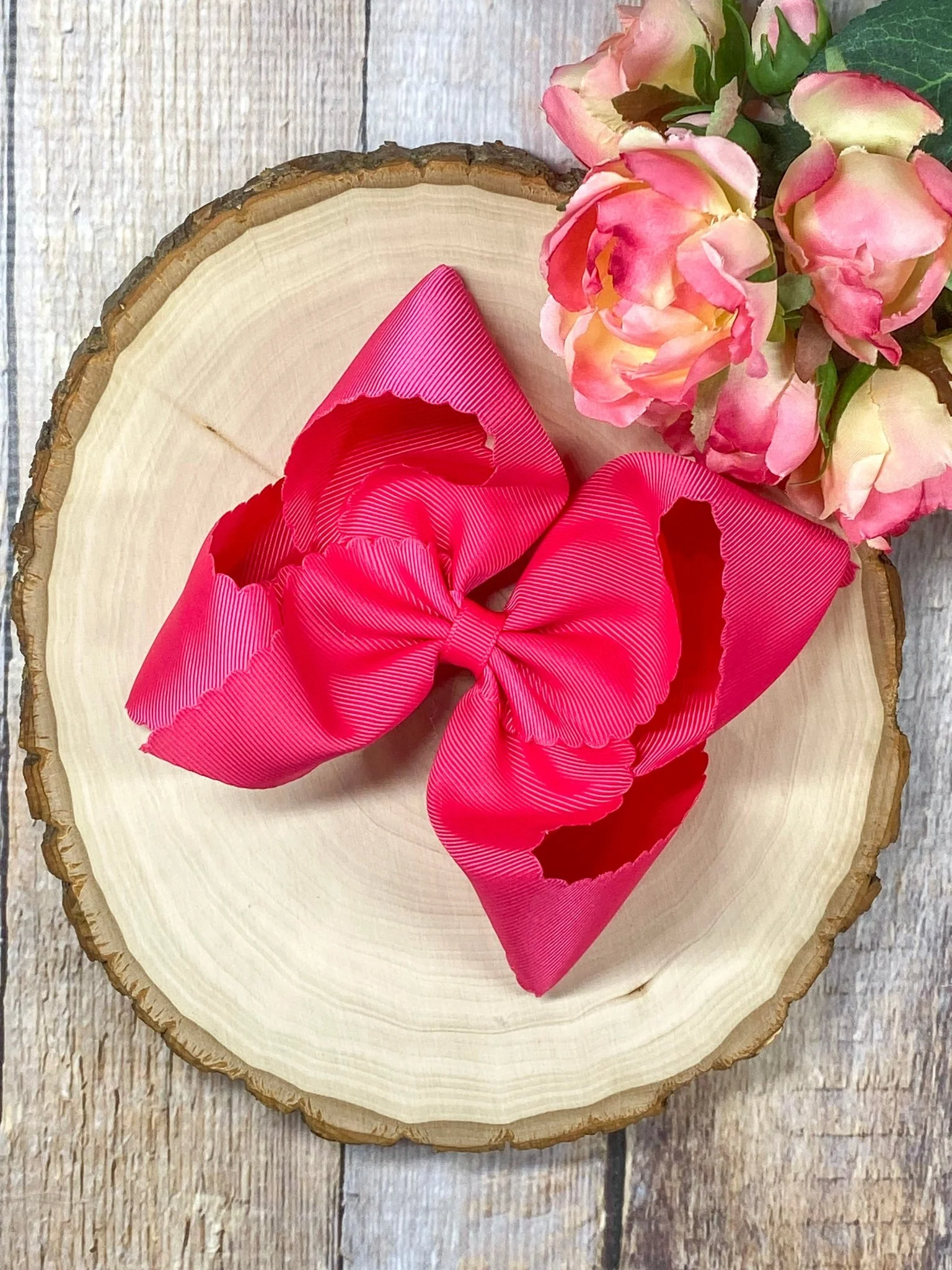 5.5" Oversize Scalloped Hair Bow | Clip or Headband - Image 9