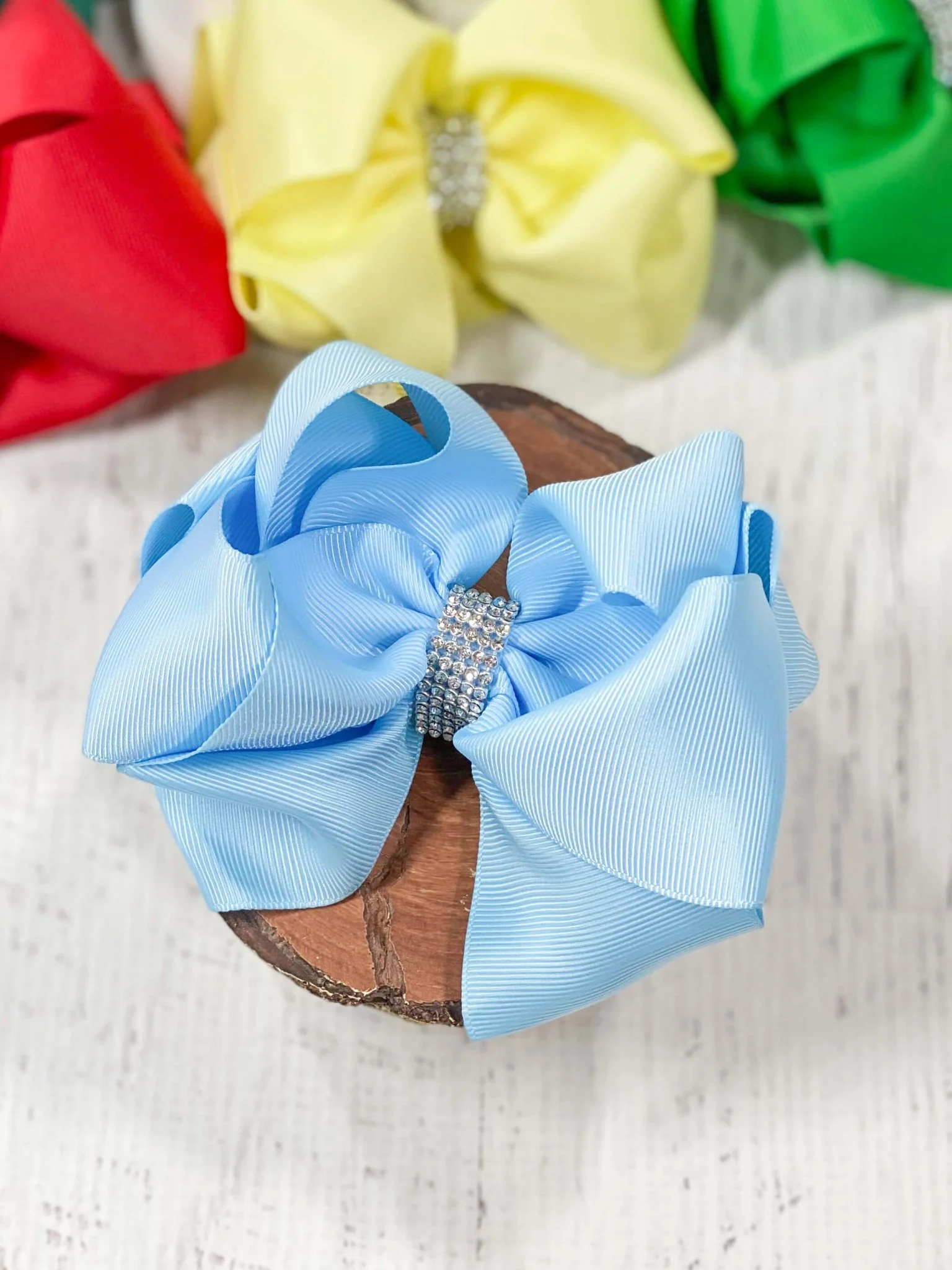 4.5" Classic Size Rhinestone Center Hair Bows | Alligator Clip - Image 12