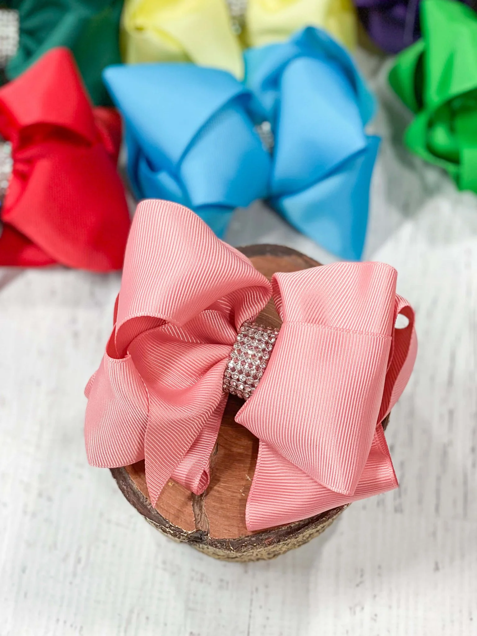 4.5" Classic Size Rhinestone Center Hair Bows | Alligator Clip - Image 13