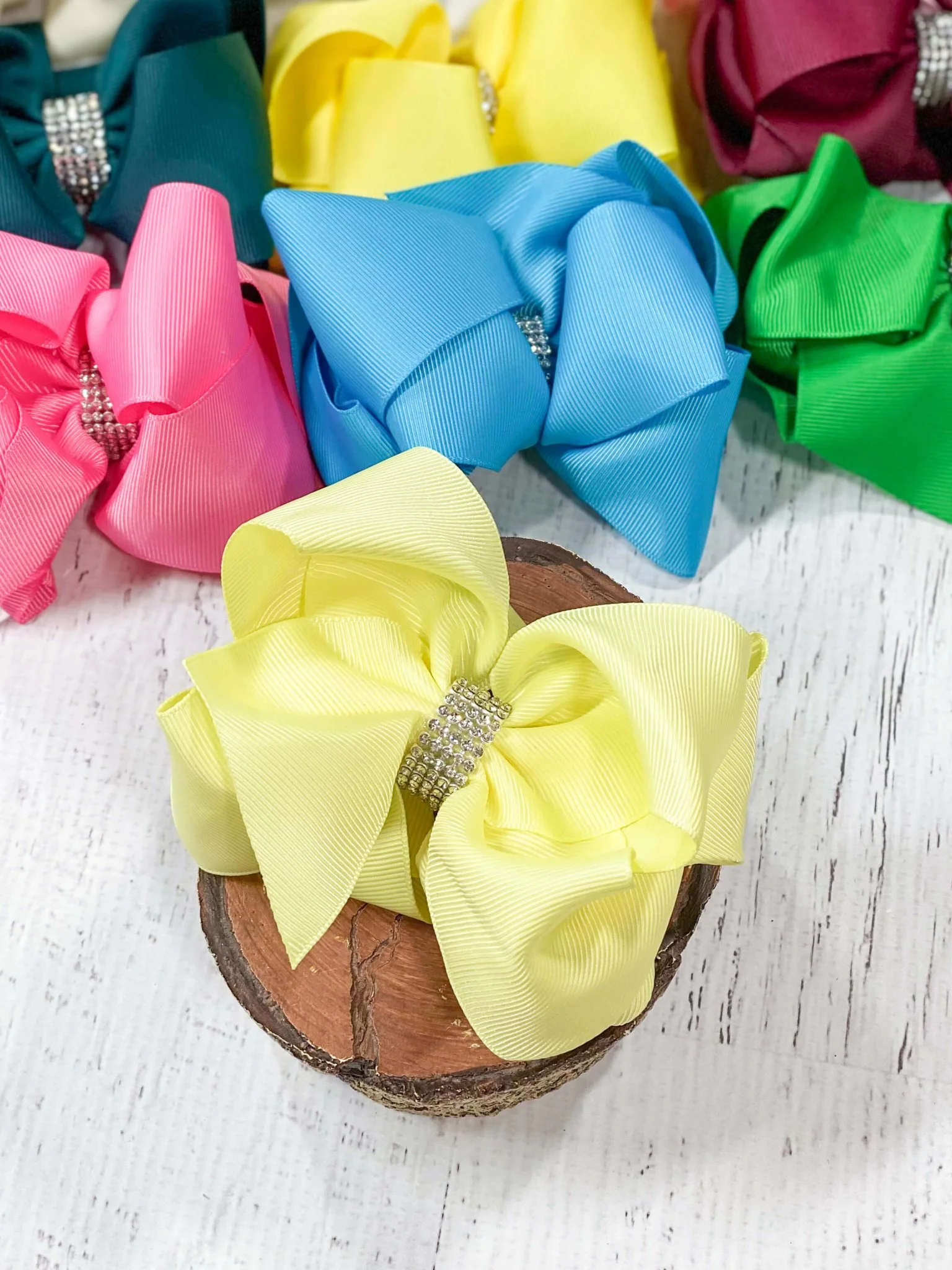 4.5" Classic Size Rhinestone Center Hair Bows | Alligator Clip - Image 14