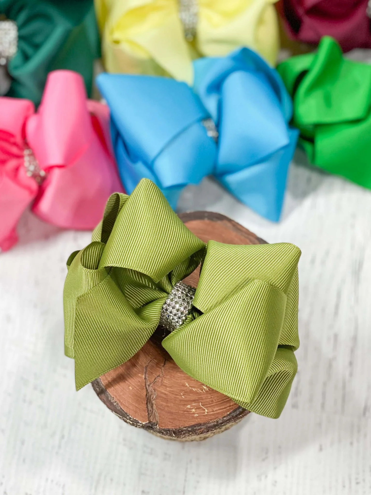 4.5" Classic Size Rhinestone Center Hair Bows | Alligator Clip - Image 15