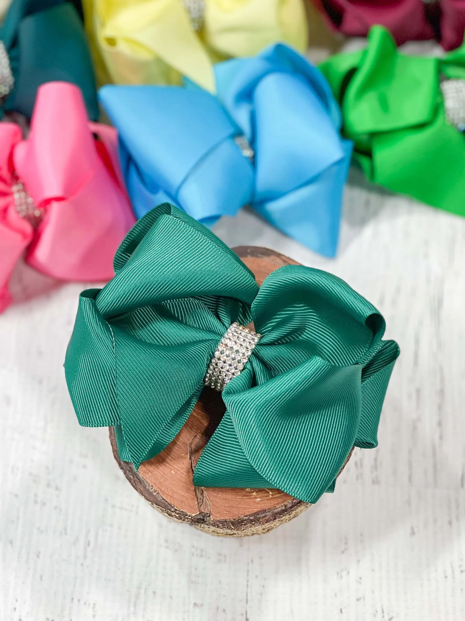 4.5" Classic Size Rhinestone Center Hair Bows | Alligator Clip - Image 17