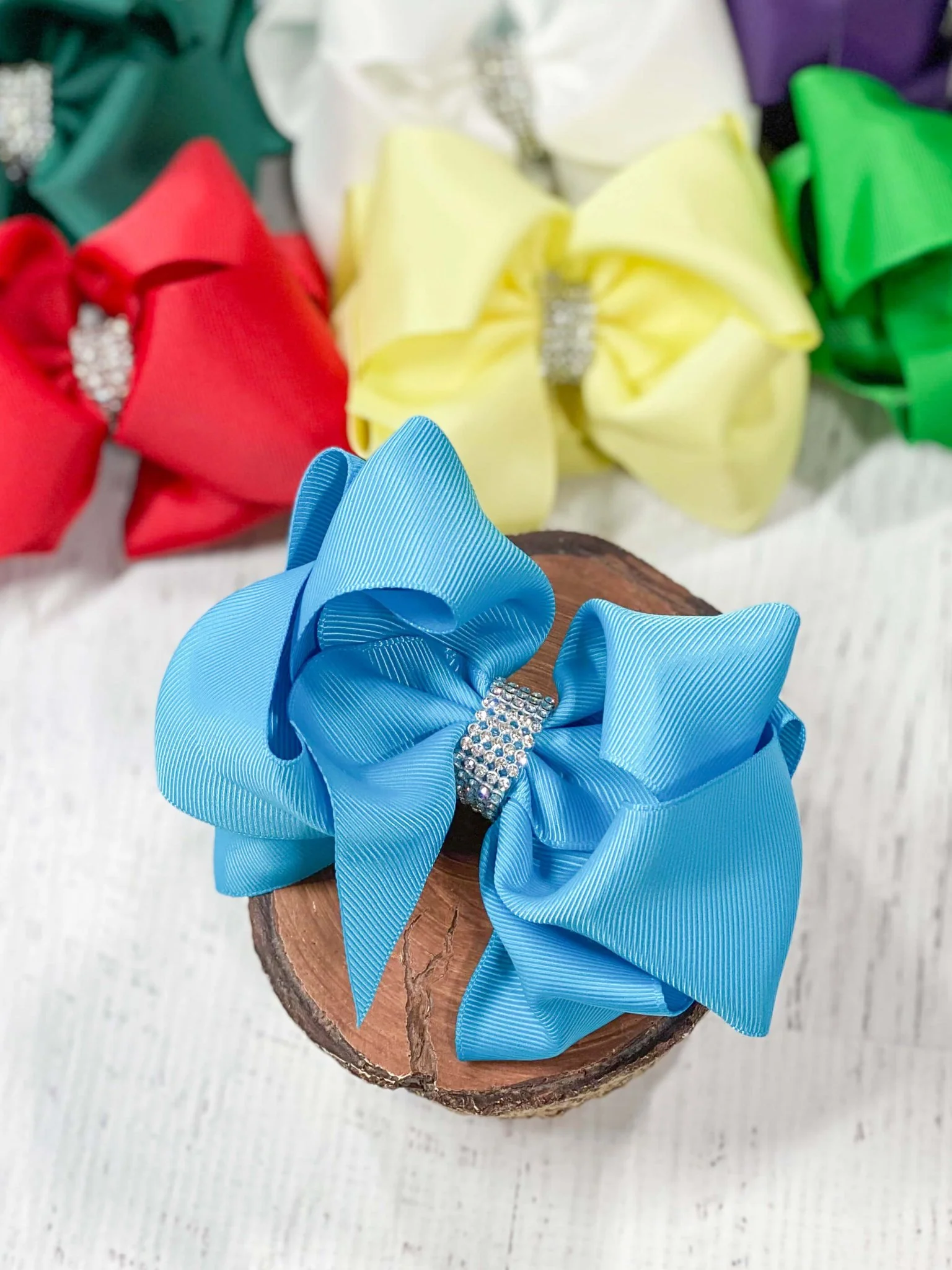 4.5" Classic Size Rhinestone Center Hair Bows | Alligator Clip - Image 19