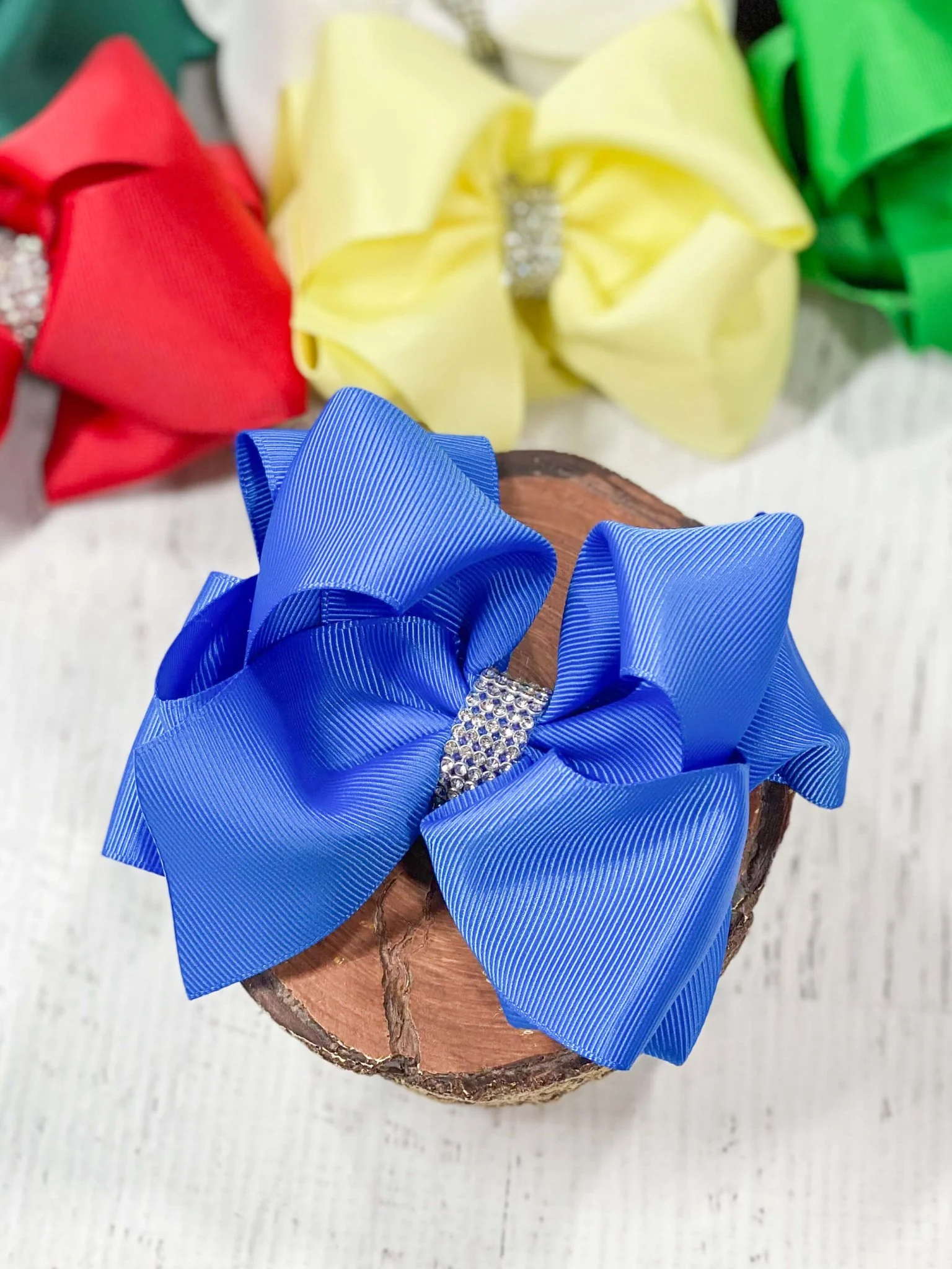 4.5" Classic Size Rhinestone Center Hair Bows | Alligator Clip - Image 20