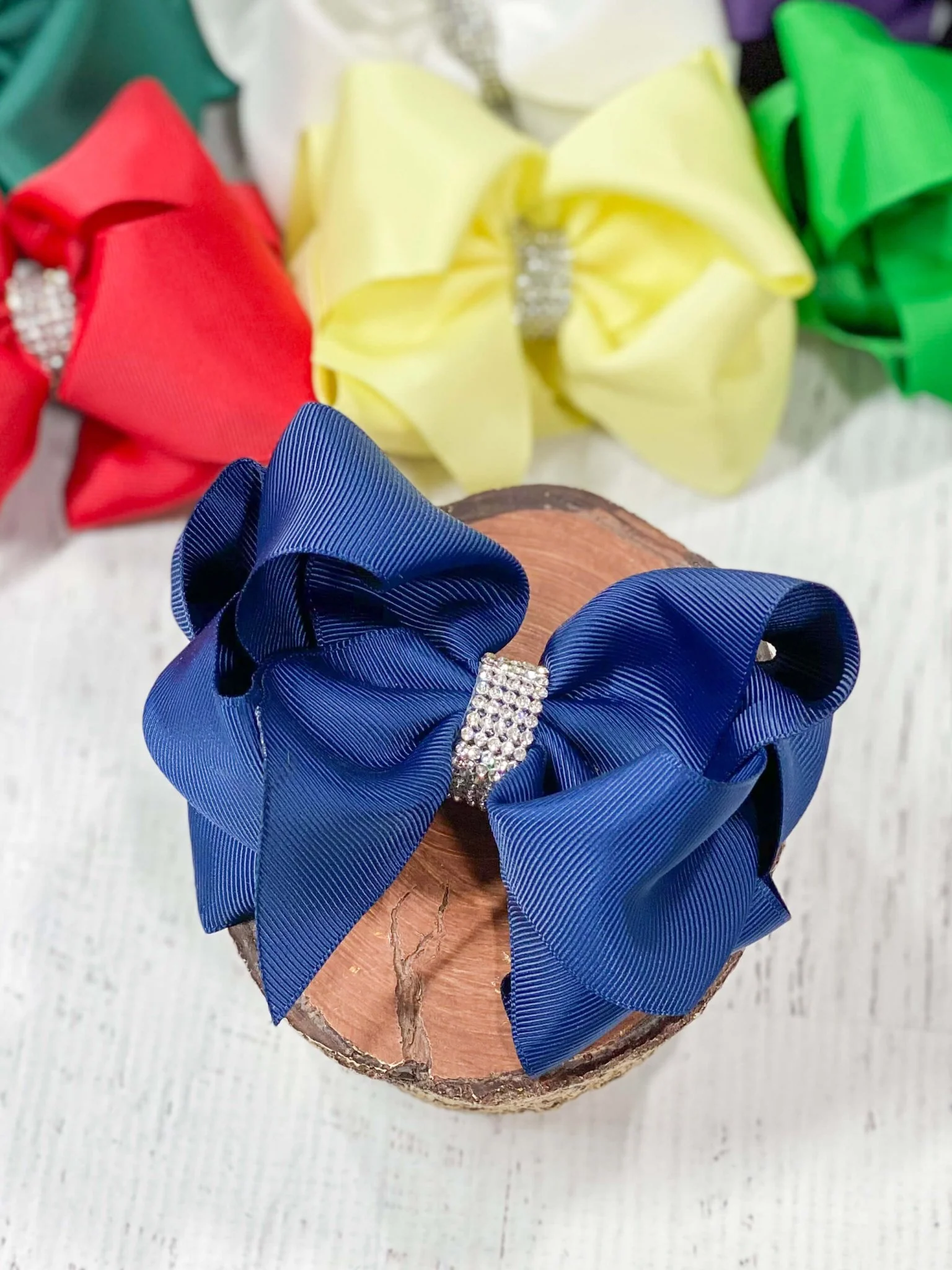 4.5" Classic Size Rhinestone Center Hair Bows | Alligator Clip - Image 21