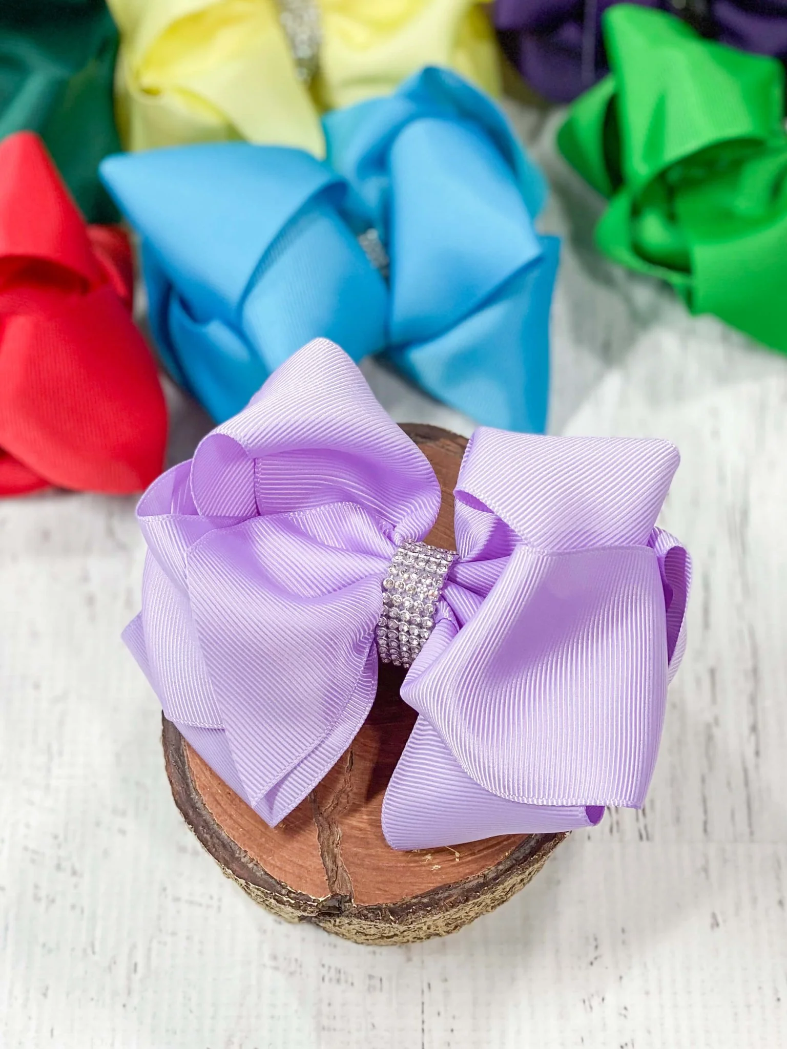 4.5" Classic Size Rhinestone Center Hair Bows | Alligator Clip - Image 23