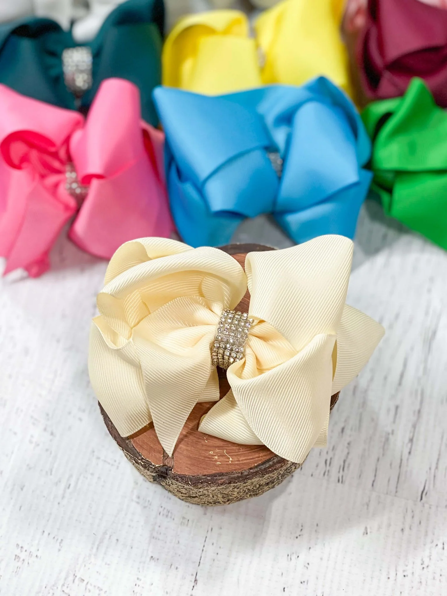 4.5" Classic Size Rhinestone Center Hair Bows | Alligator Clip - Image 25
