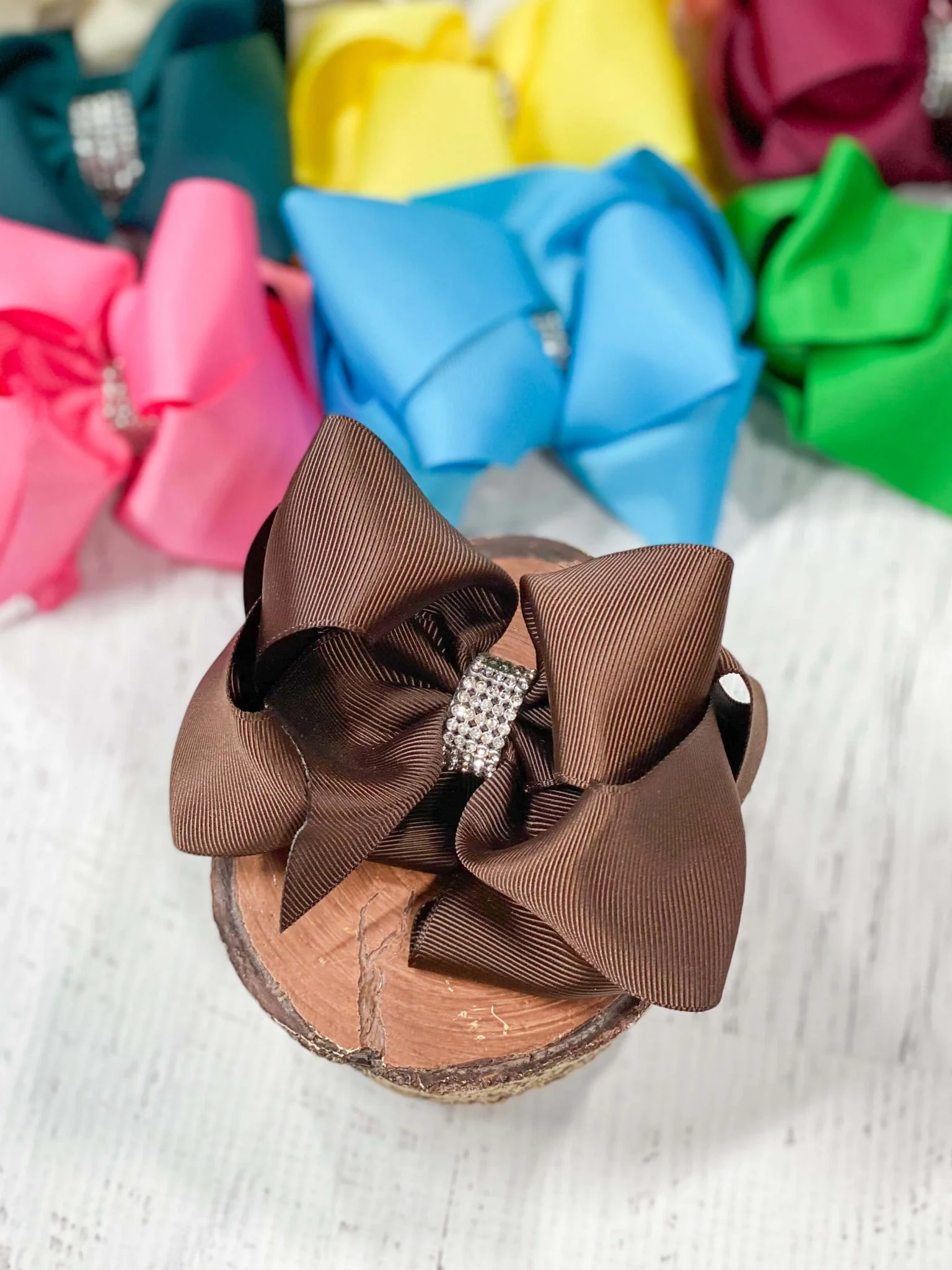 4.5" Classic Size Rhinestone Center Hair Bows | Alligator Clip - Image 26