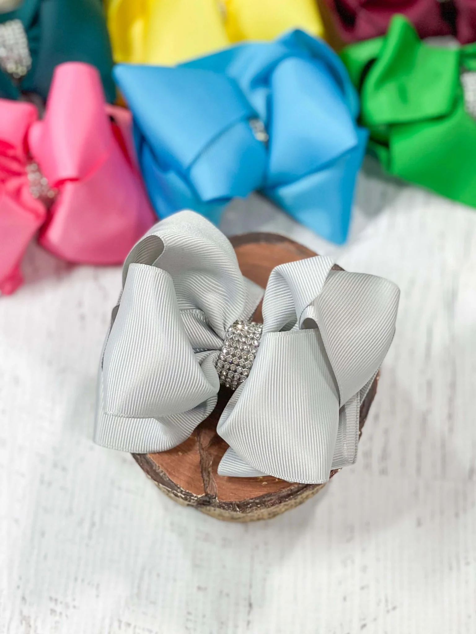 4.5" Classic Size Rhinestone Center Hair Bows | Alligator Clip - Image 27
