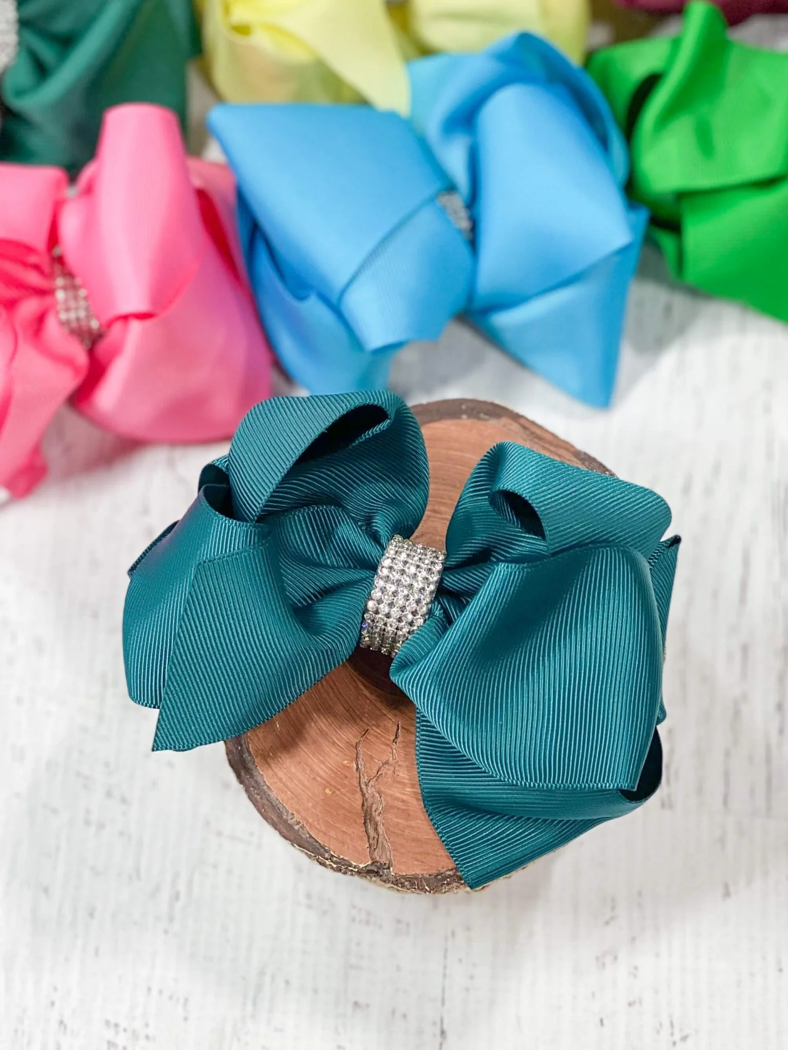 4.5" Classic Size Rhinestone Center Hair Bows | Alligator Clip - Image 31