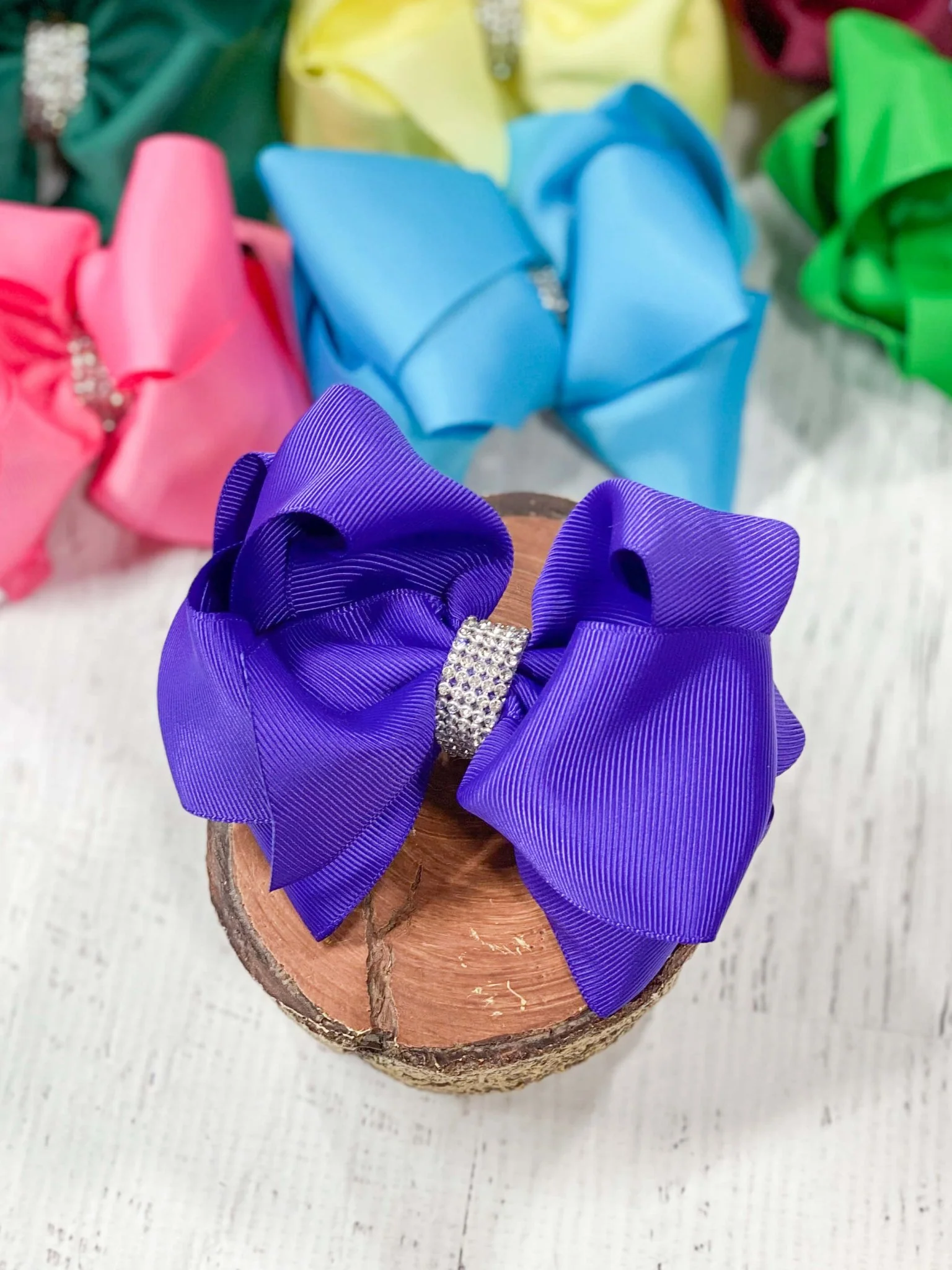 4.5" Classic Size Rhinestone Center Hair Bows | Alligator Clip - Image 32