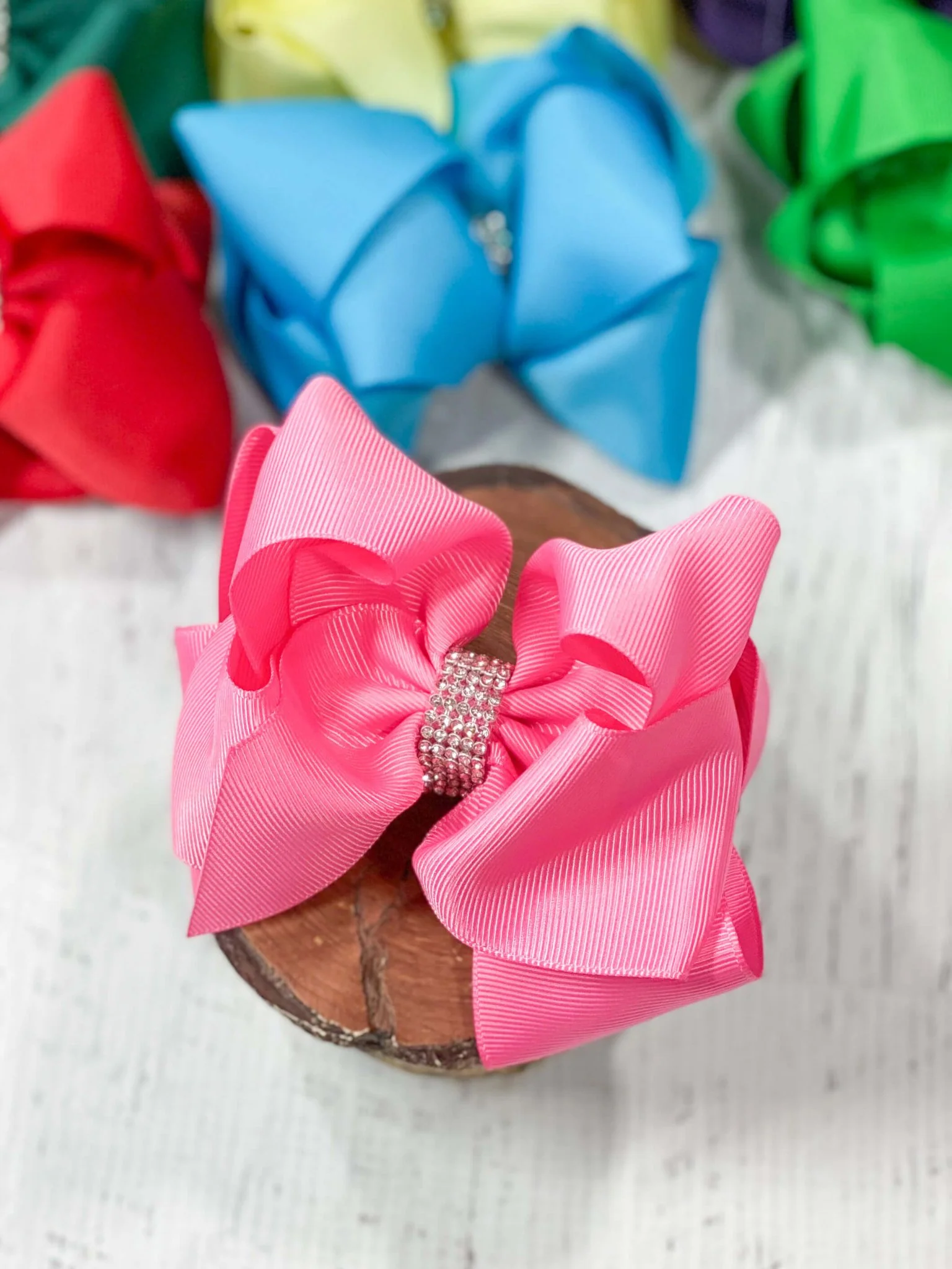 4.5" Classic Size Rhinestone Center Hair Bows | Alligator Clip - Image 33