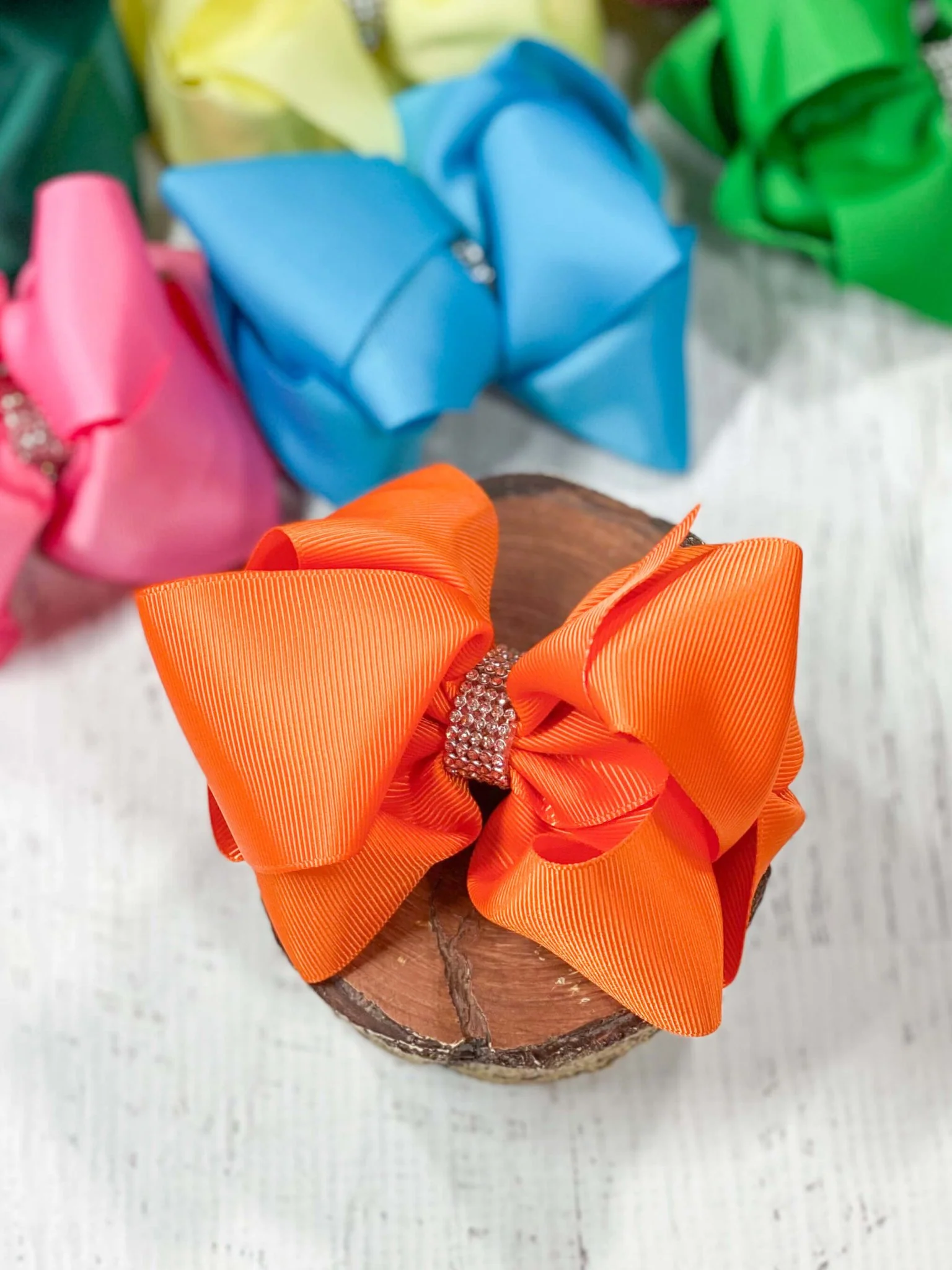 4.5" Classic Size Rhinestone Center Hair Bows | Alligator Clip - Image 34