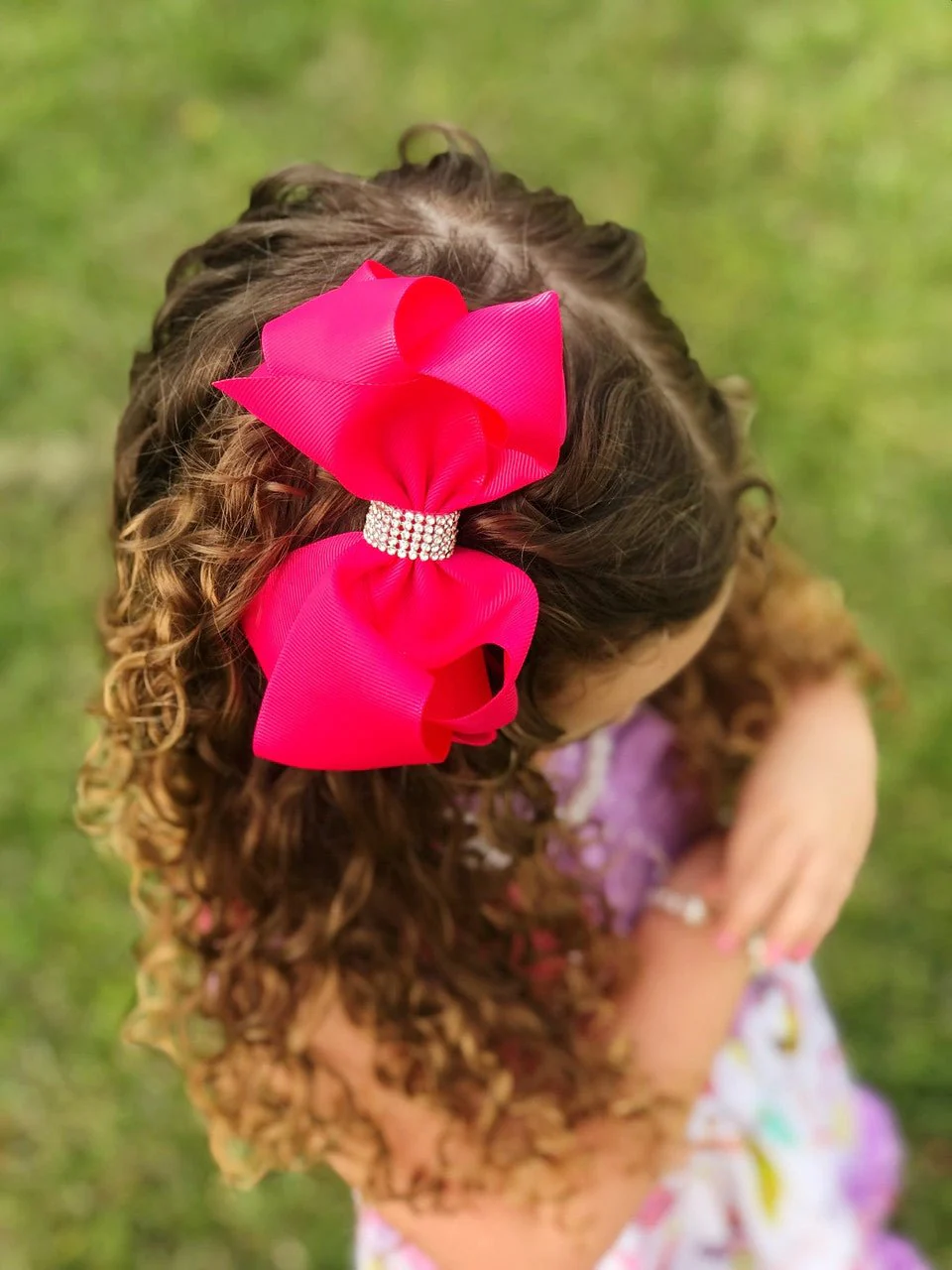 4.5" Classic Size Rhinestone Center Hair Bows | Alligator Clip - Image 4