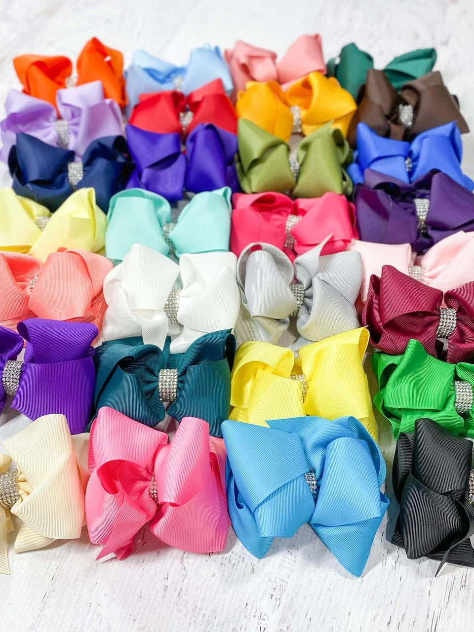 4.5" Classic Size Rhinestone Center Hair Bows | Alligator Clip - Image 5