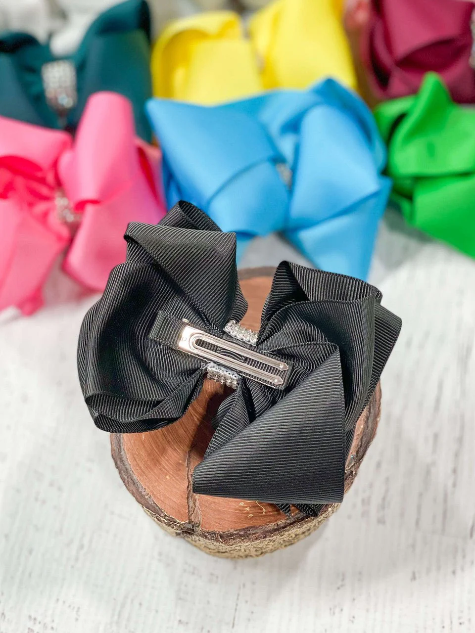 4.5" Classic Size Rhinestone Center Hair Bows | Alligator Clip - Image 6
