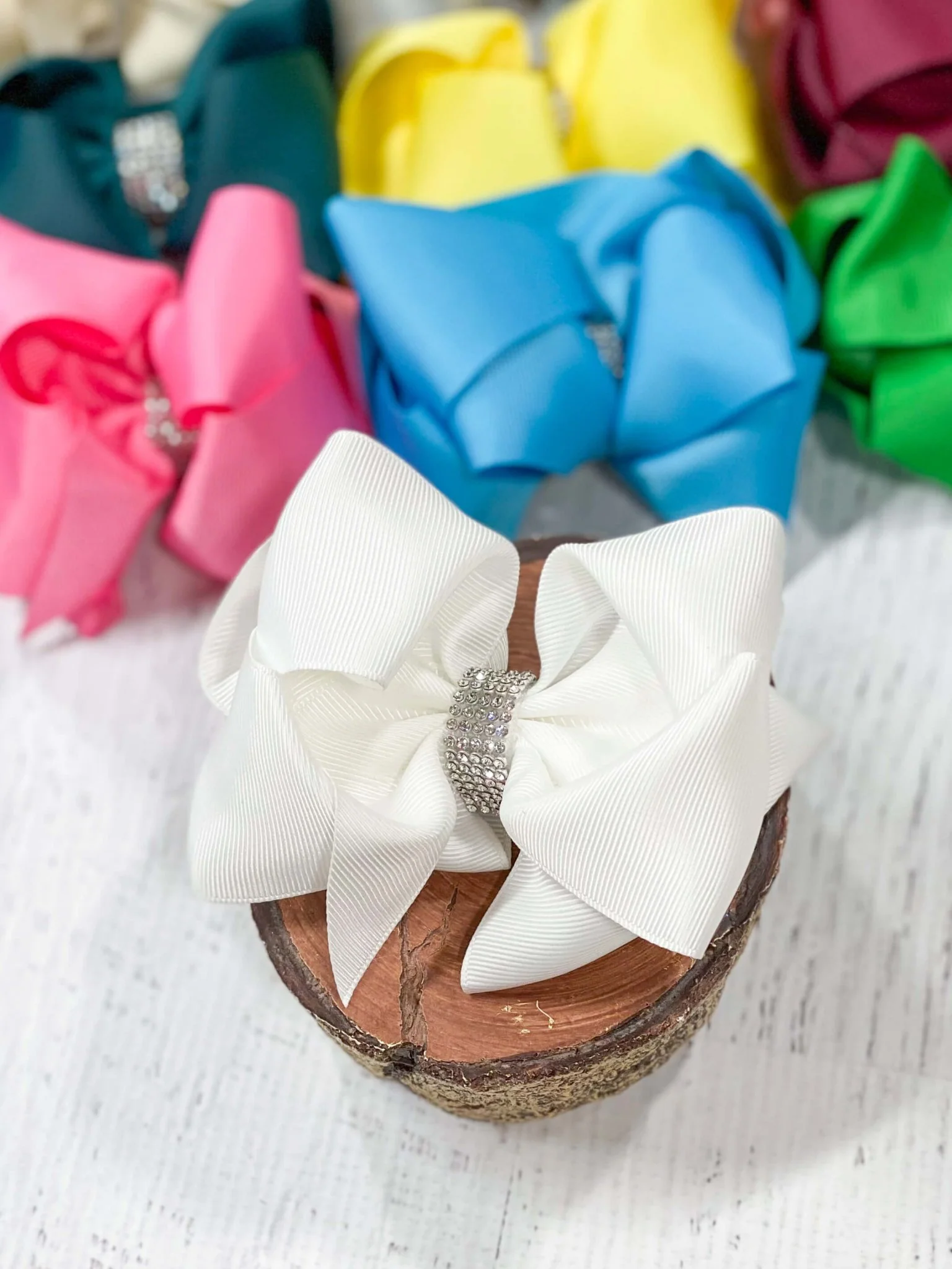 4.5" Classic Size Rhinestone Center Hair Bows | Alligator Clip - Image 7