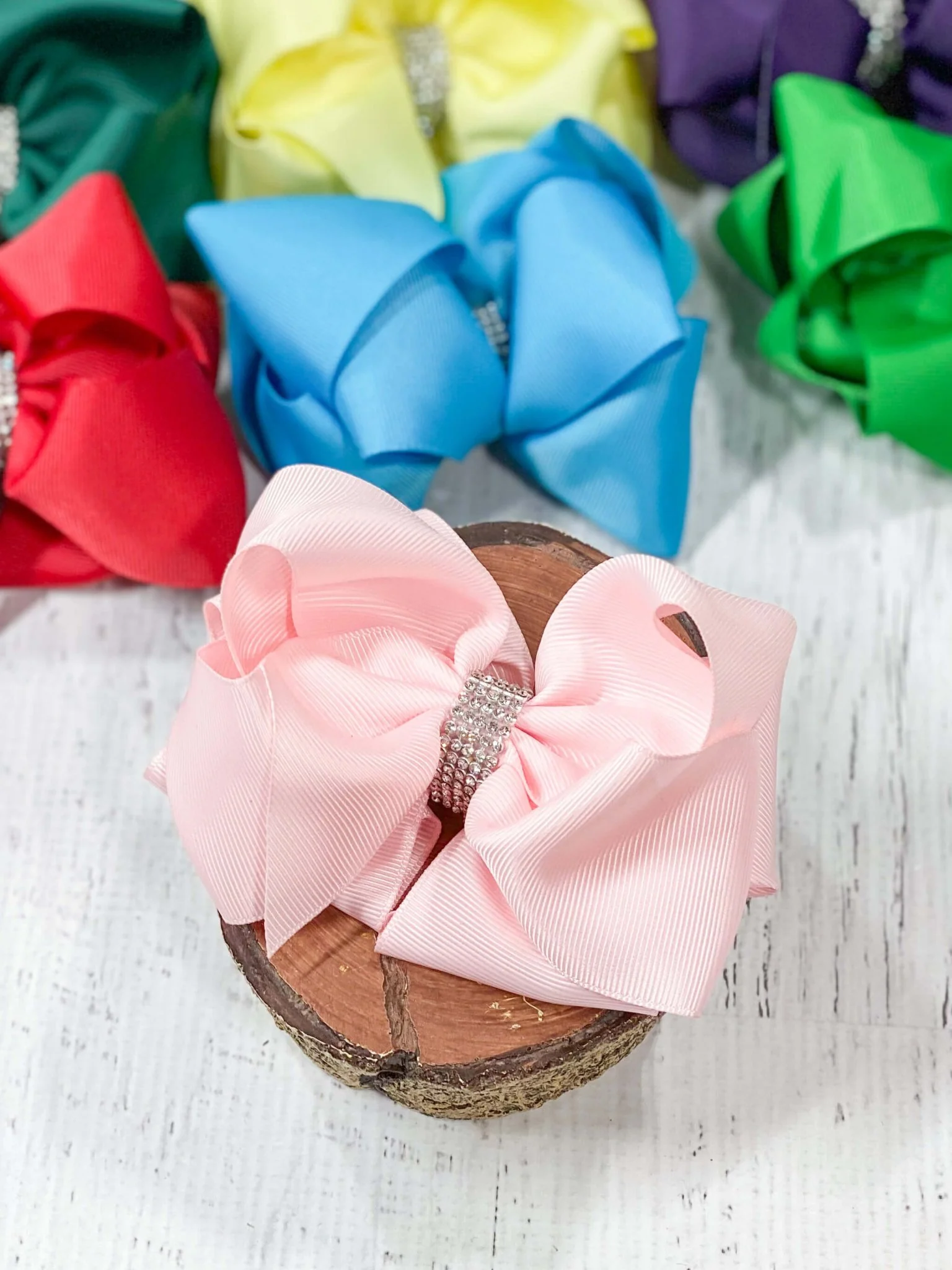 4.5" Classic Size Rhinestone Center Hair Bows | Alligator Clip - Image 8