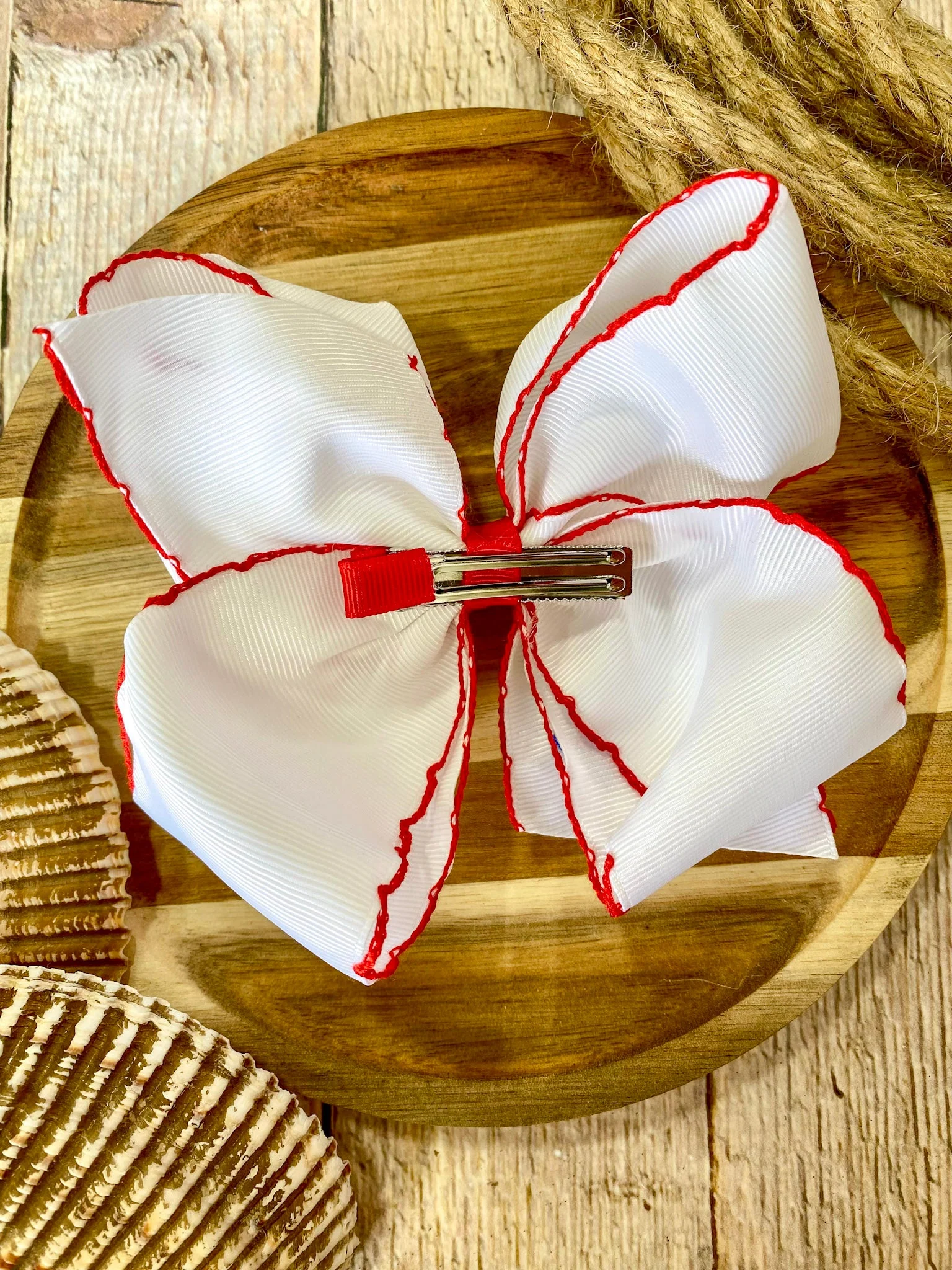 Sailboat Embroidered Classic Hair Bow | Clip or Headband - Image 3