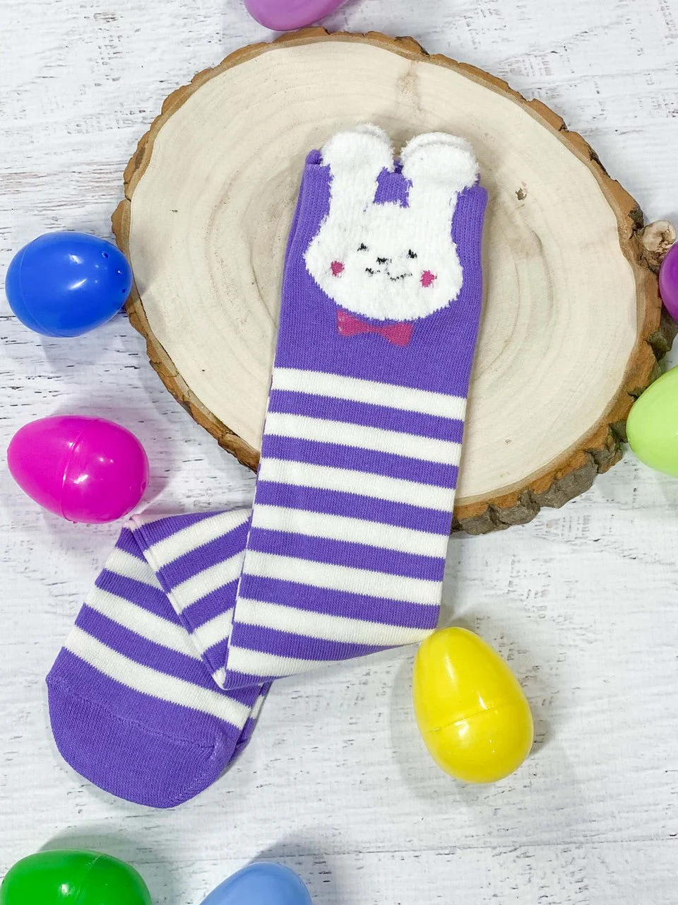Purple Stripe Bunny Tube Socks