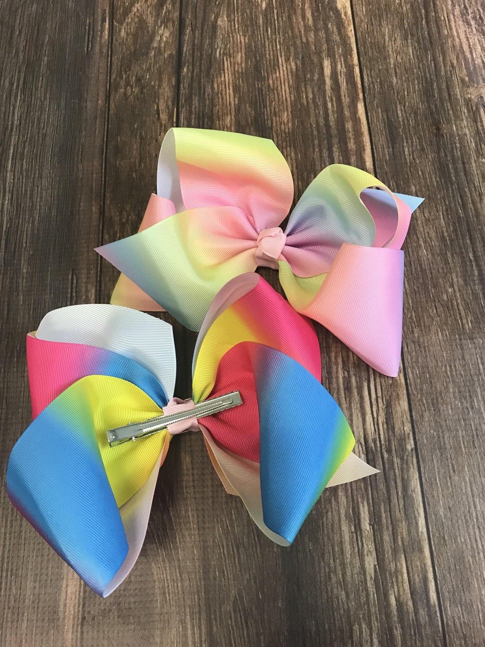 Rainbow Print Texas Size Hair Bows - Image 2