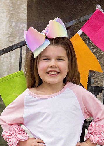 Rainbow Print Texas Size Hair Bows - Image 5