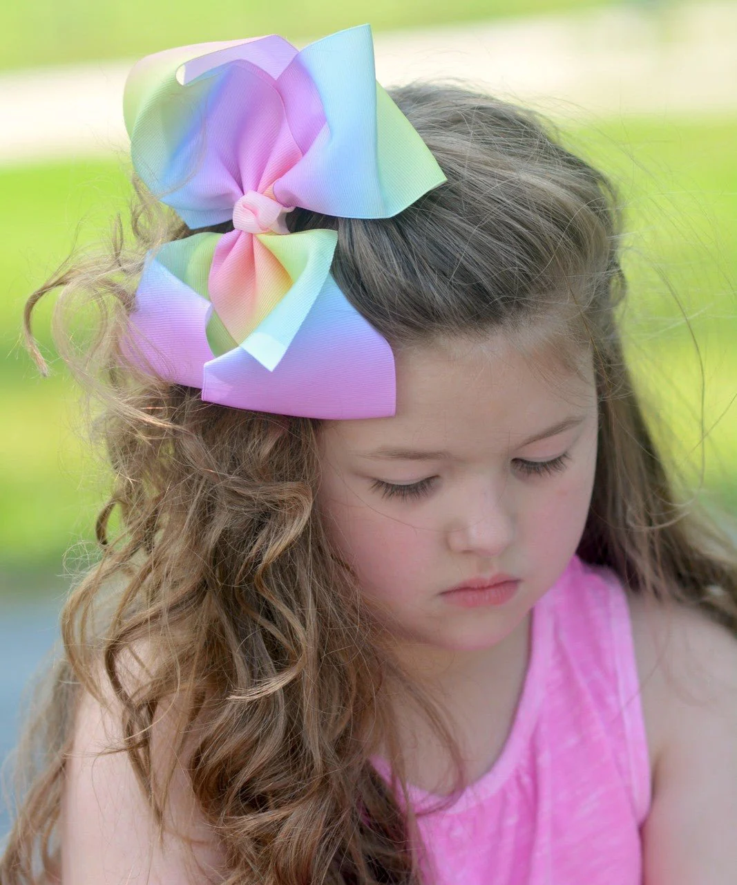 Rainbow Print Texas Size Hair Bows - Image 7