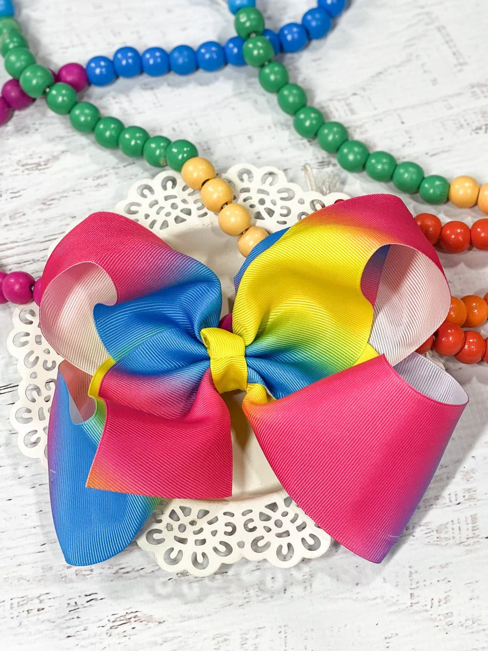 Rainbow Print Texas Size Hair Bows - Image 8