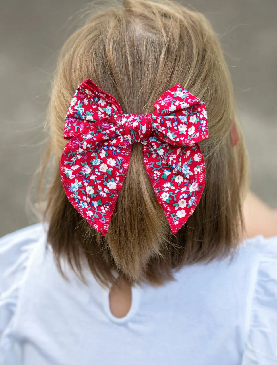 Red Floral Hand Tied Bow