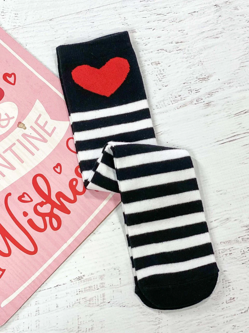 Red Heart Black Stripe Tube Socks