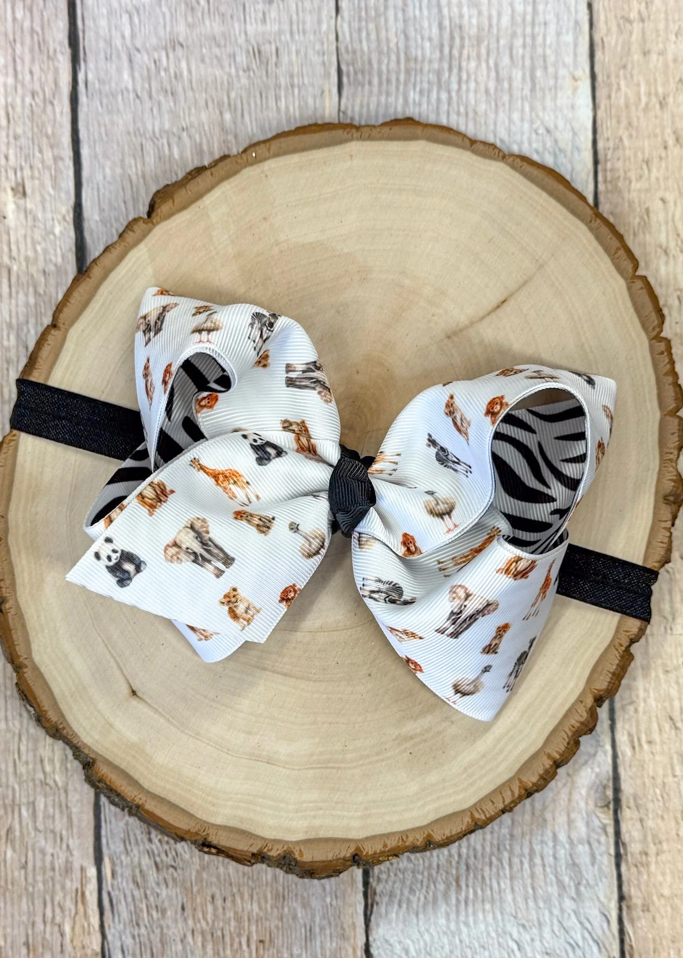 Safari Zoo Animals Classic Hair Bow | Clip or Headband - Image 2