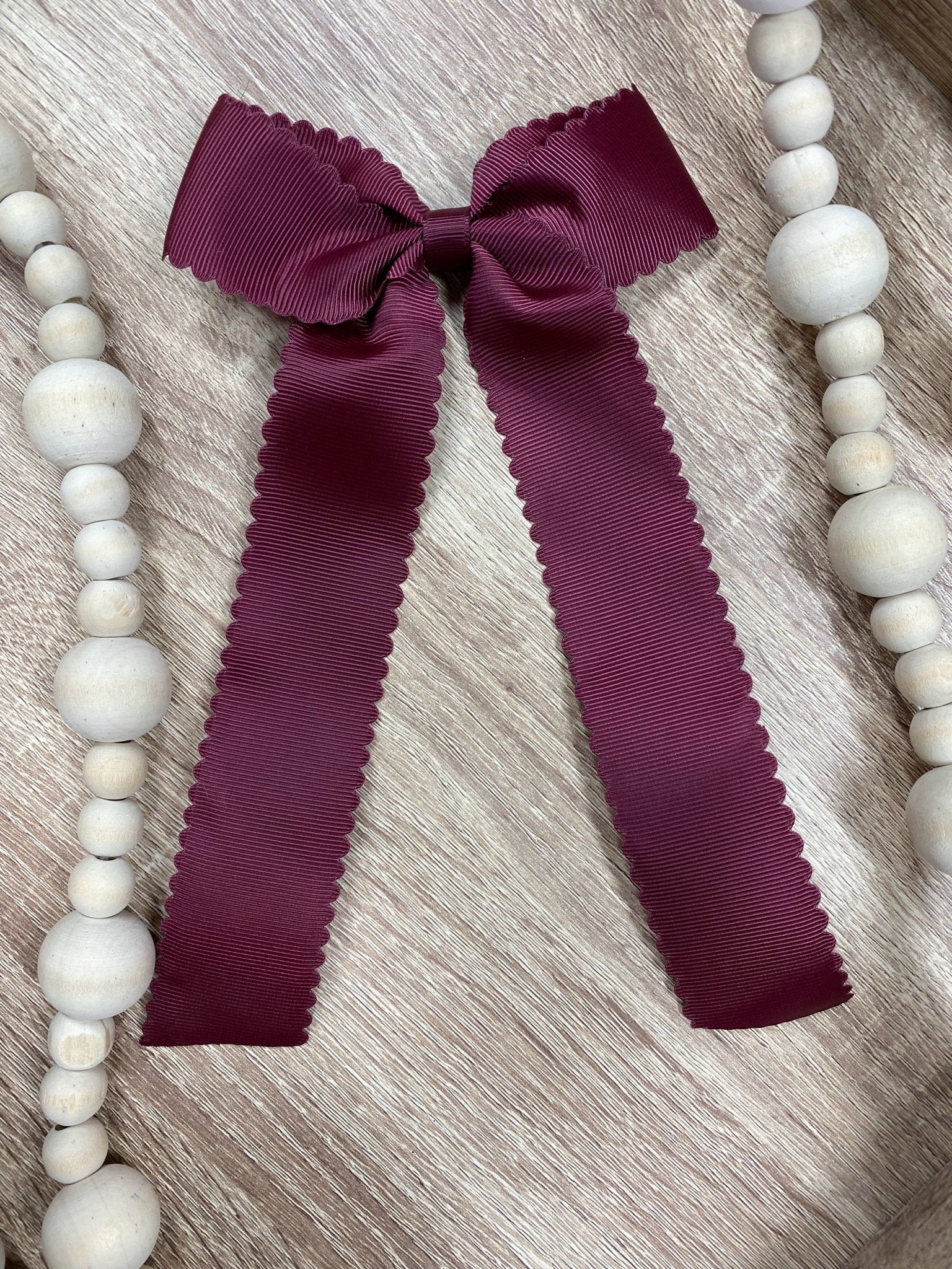 Scalloped Long Tail Bow with Alligator Clip - Image 15