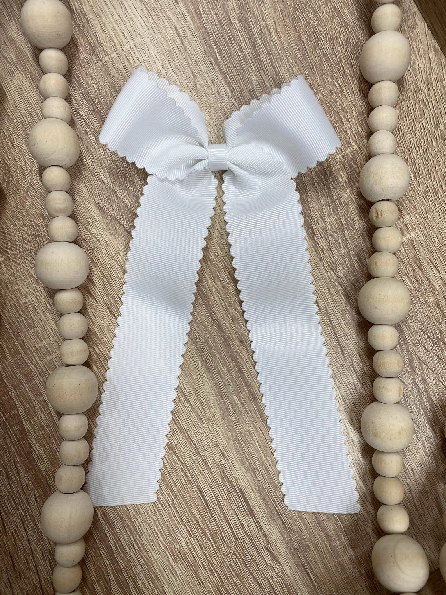 Scalloped Long Tail Bow with Alligator Clip - Image 3