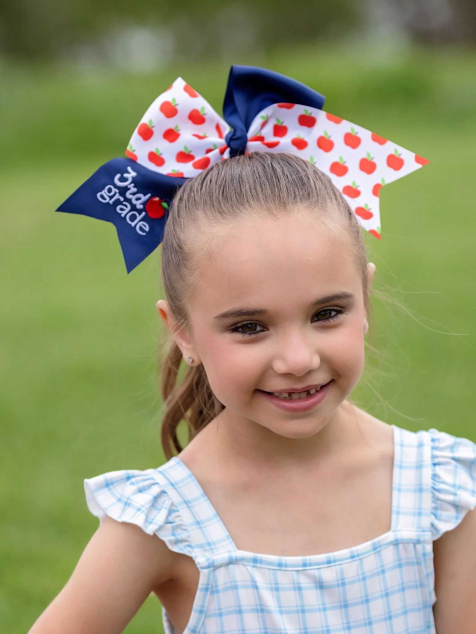 School Grade Embroidered Cheer Bow