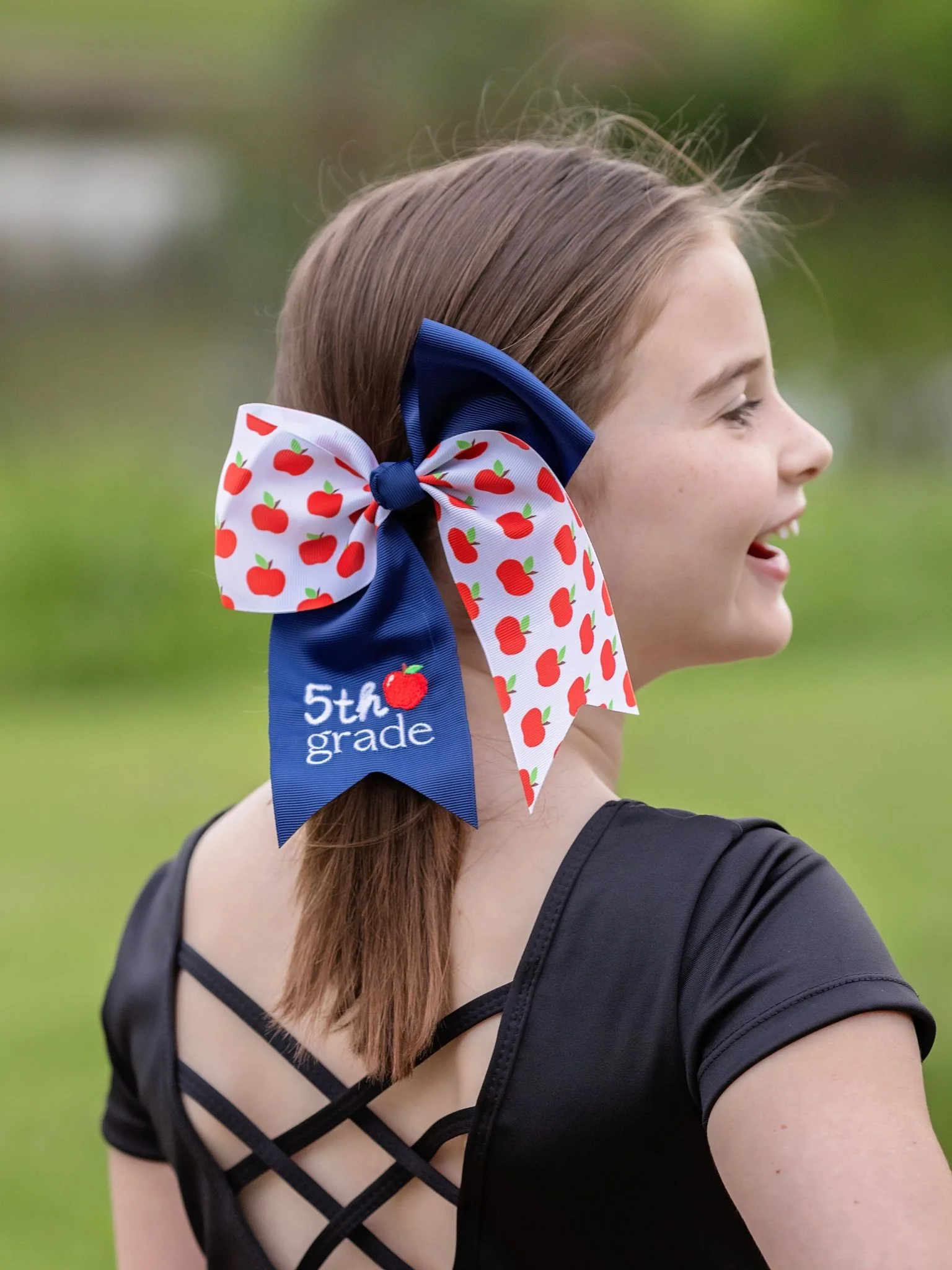 School Grade Embroidered Cheer Bow - Image 3