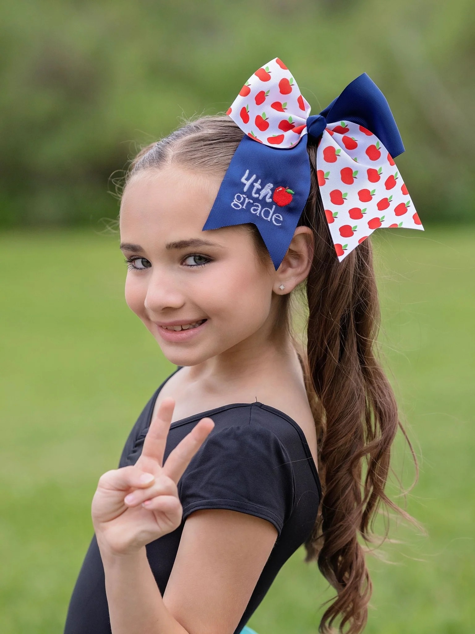 School Grade Embroidered Cheer Bow - Image 4