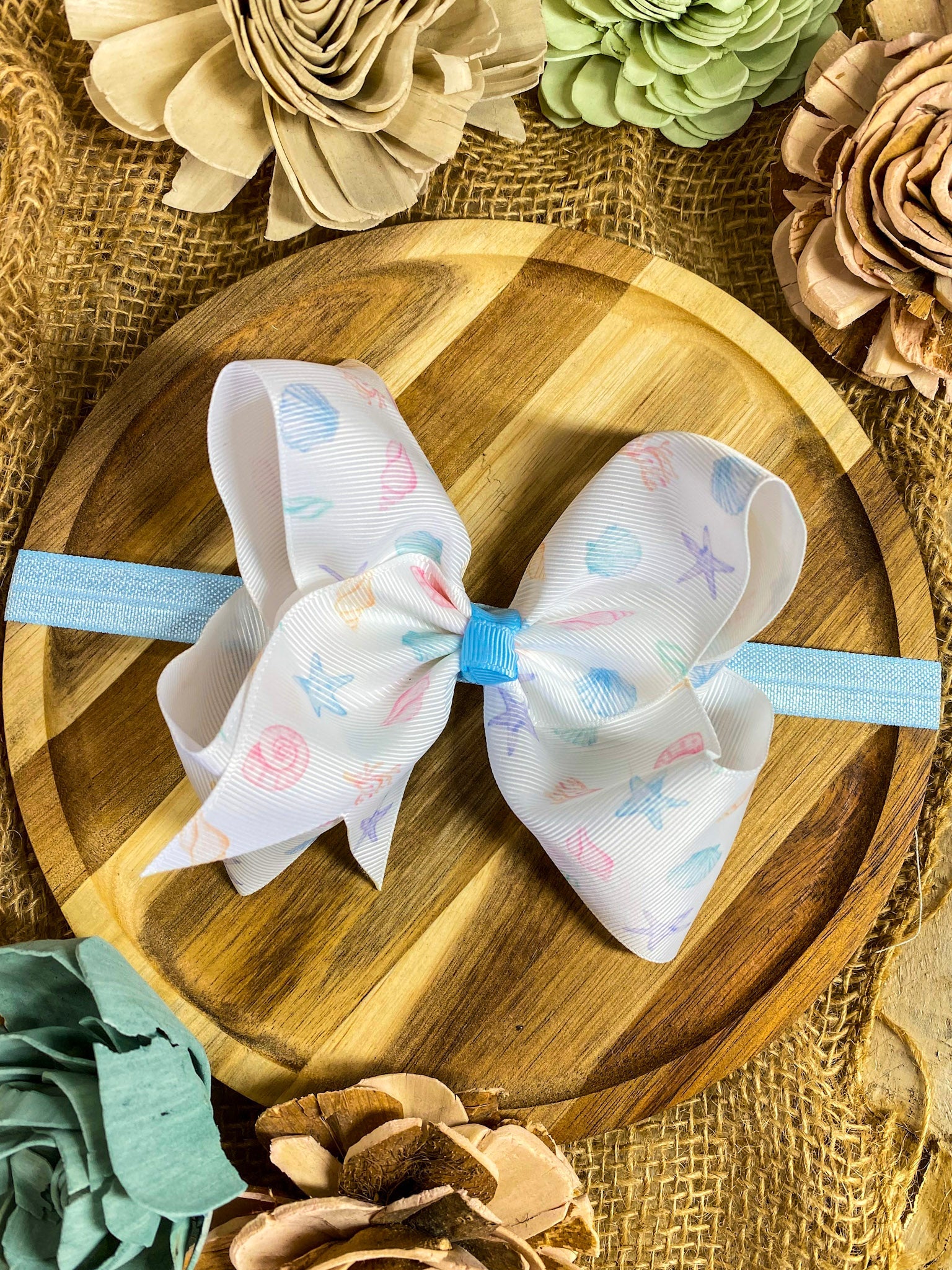 Seashell Summer Hair Bow | Clip or Headband - Image 3