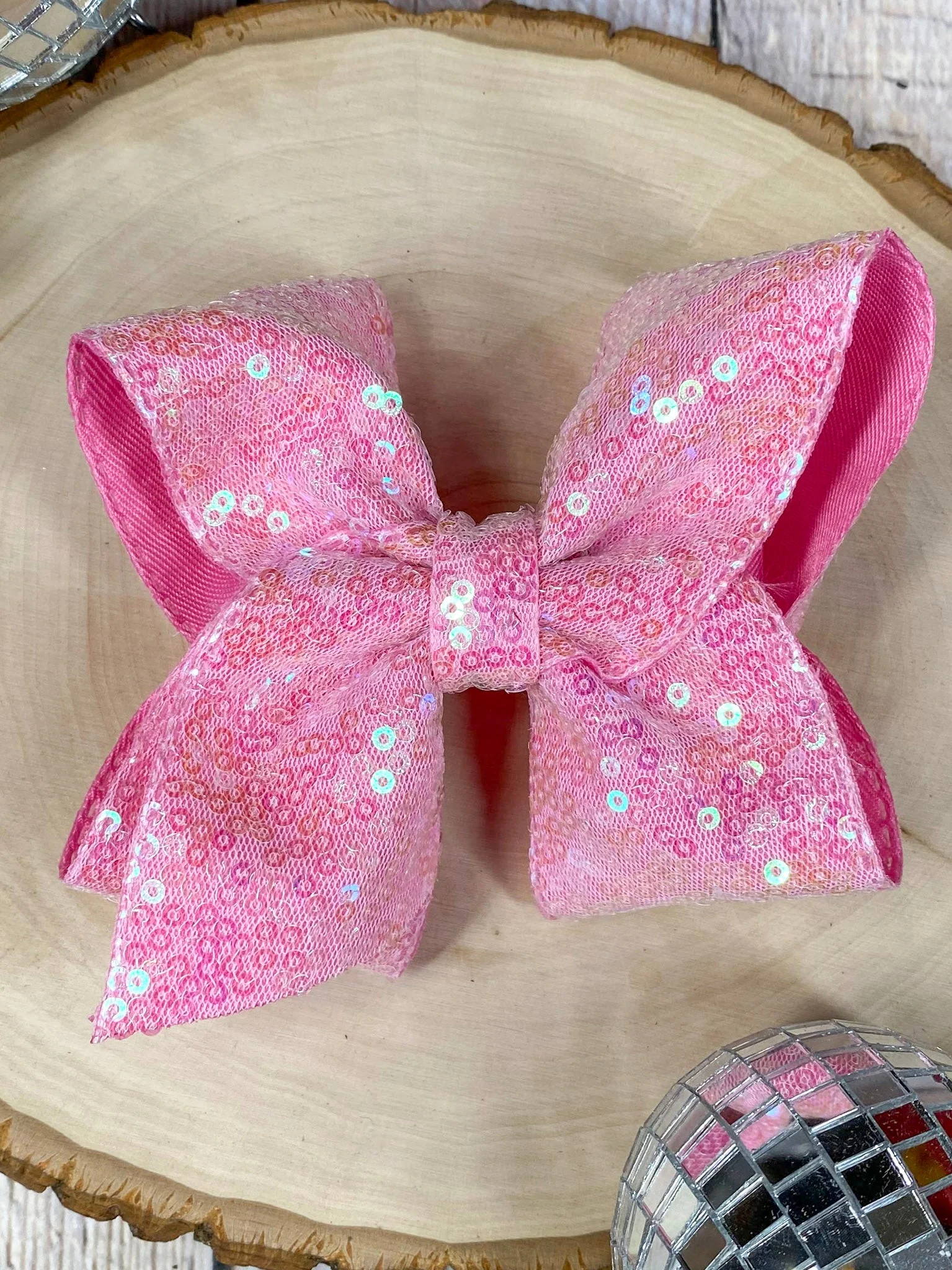 4.5" Sequin Hair Bow for Girls Sparkle Boutique Bow for Holidays & Parties | Alligator Clip - Image 3