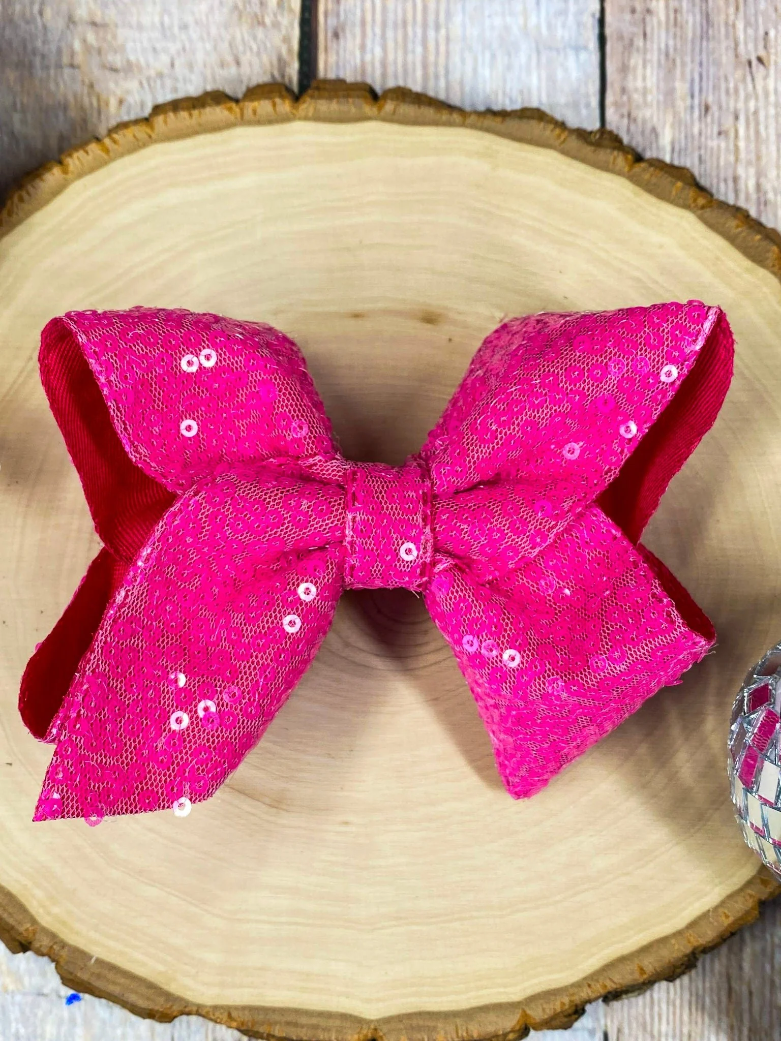 4.5" Sequin Hair Bow for Girls Sparkle Boutique Bow for Holidays & Parties | Alligator Clip - Image 4