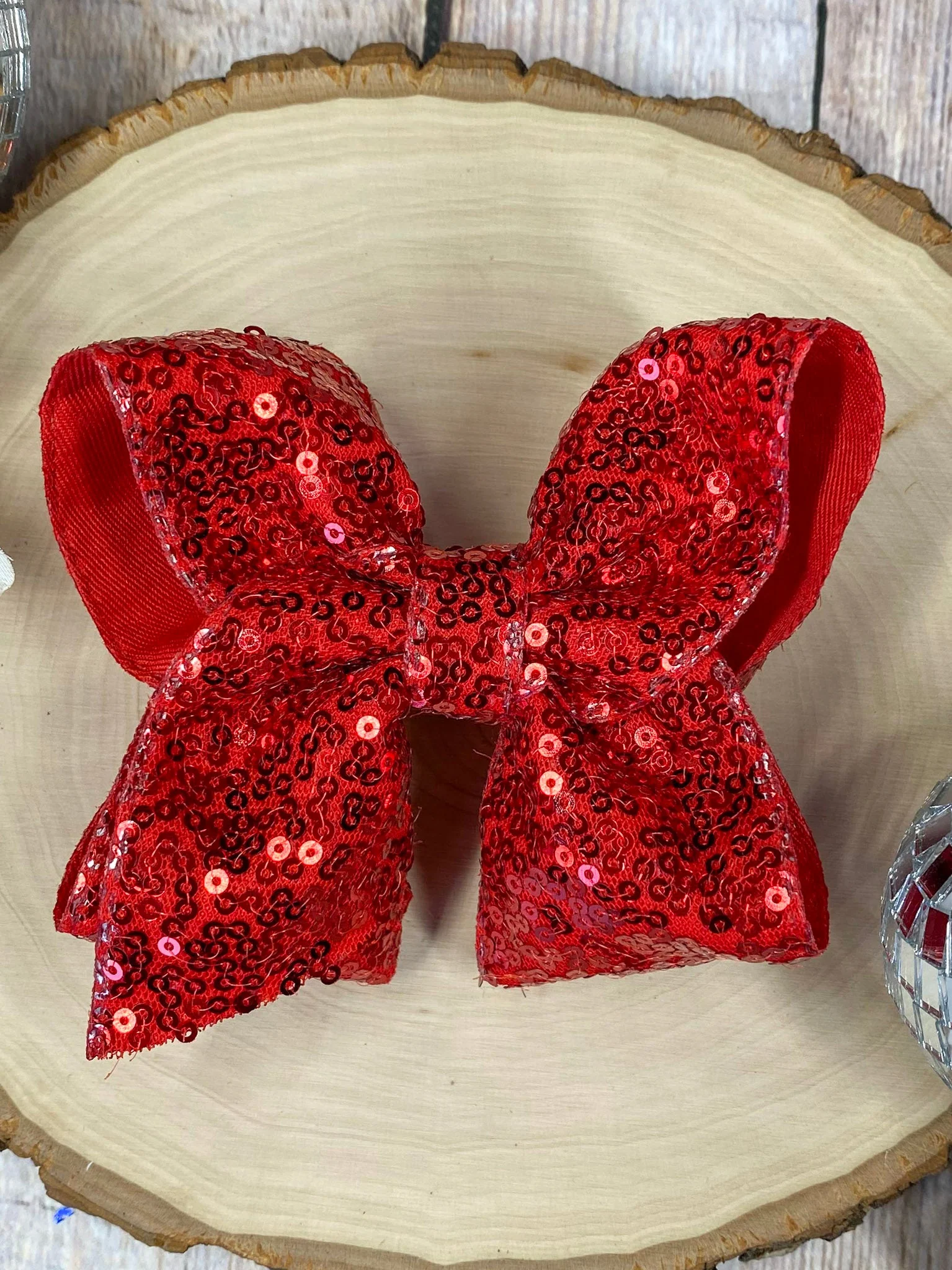 4.5" Sequin Hair Bow for Girls Sparkle Boutique Bow for Holidays & Parties | Alligator Clip - Image 5